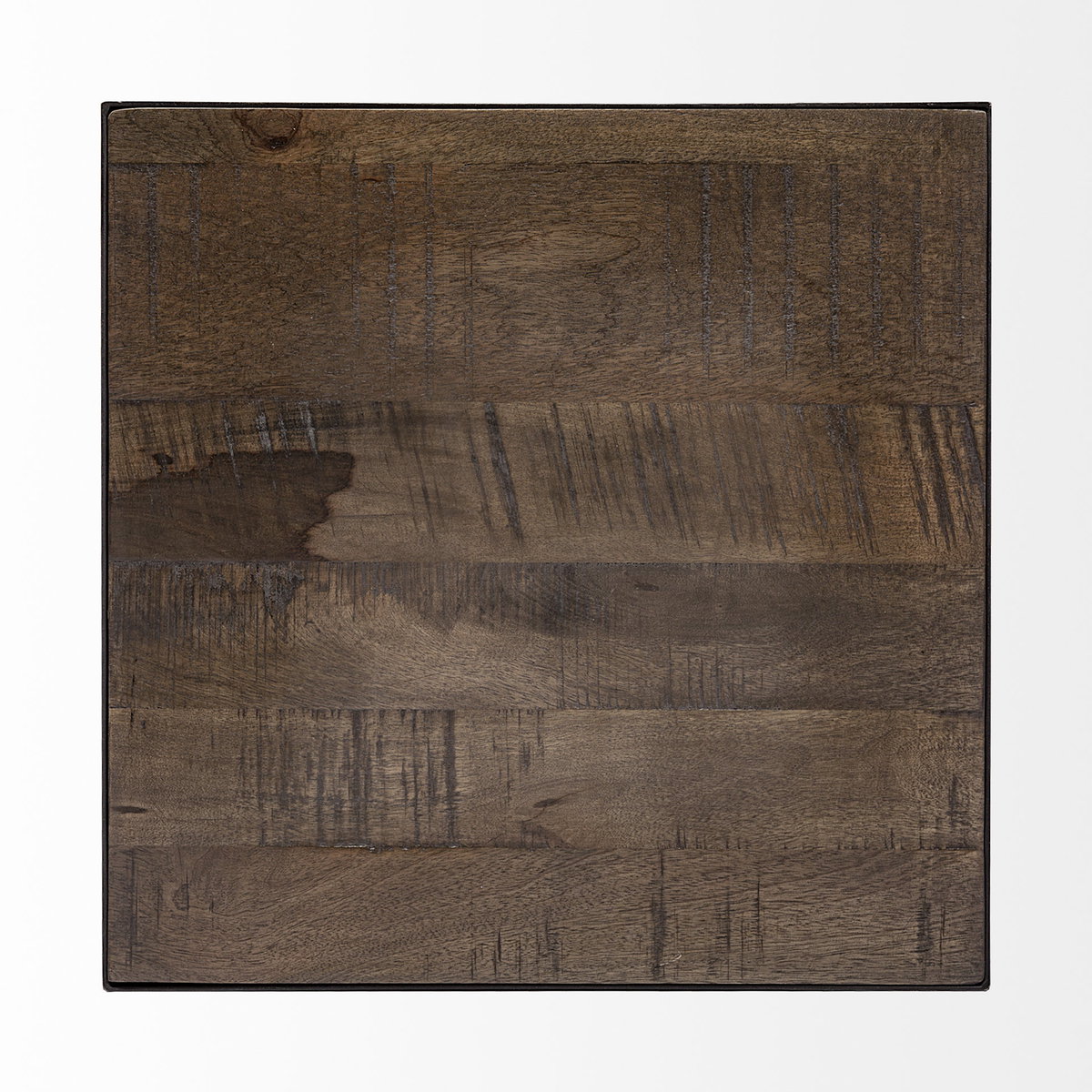 Trestman II 24' x 22.5' Square Top Medium Brown Wood and Iron Cross Braced End/Side Table, Side & End Table by Mercana, 24" length x 24" width x 22.5" height View 8