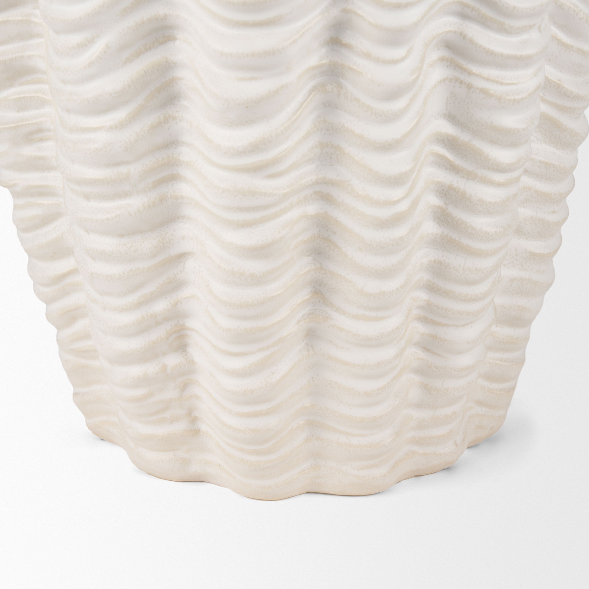 Velia Tall Seashell Sculptural Cream Glazed Ceramic Vase large image 