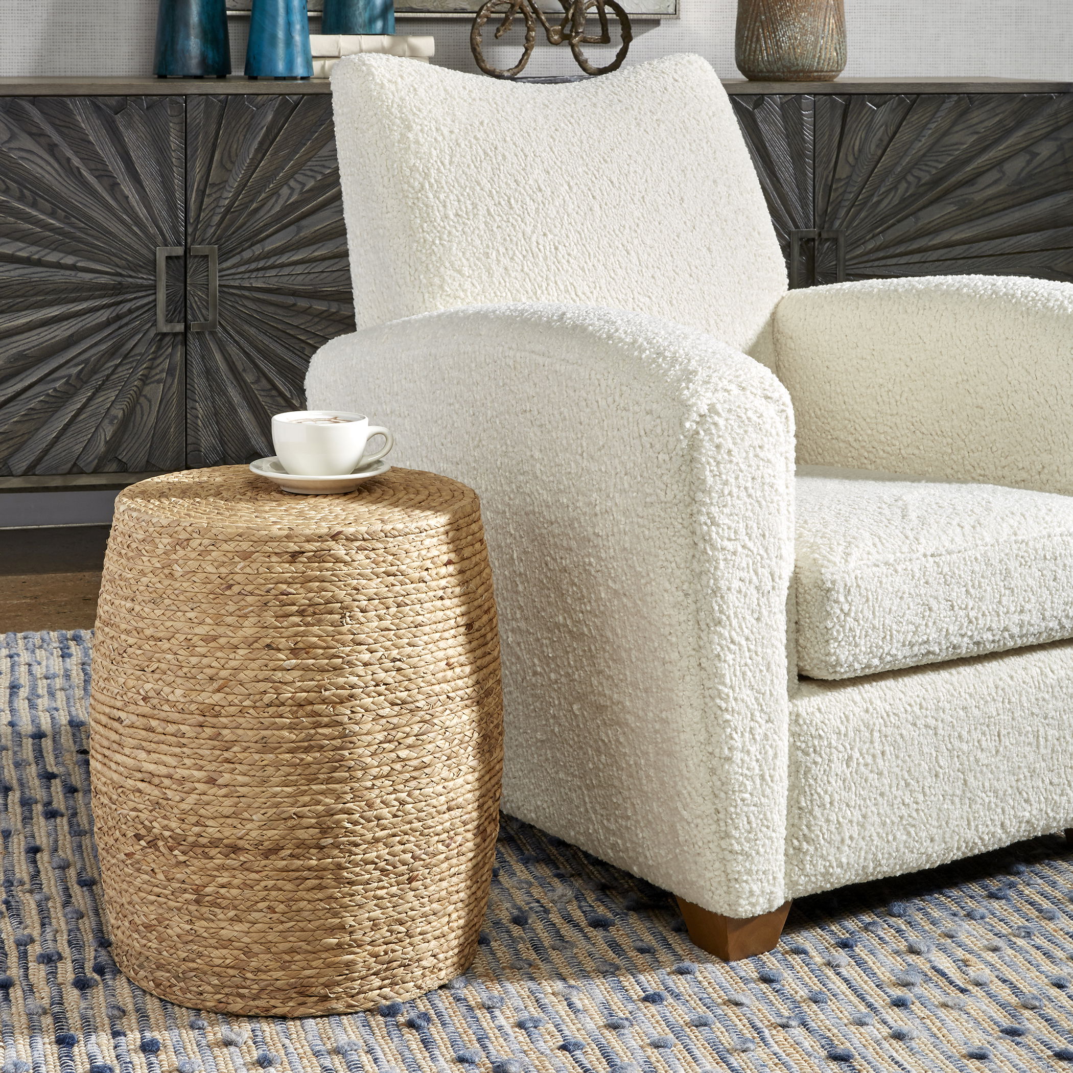 Resort Straw Accent Stool large image 