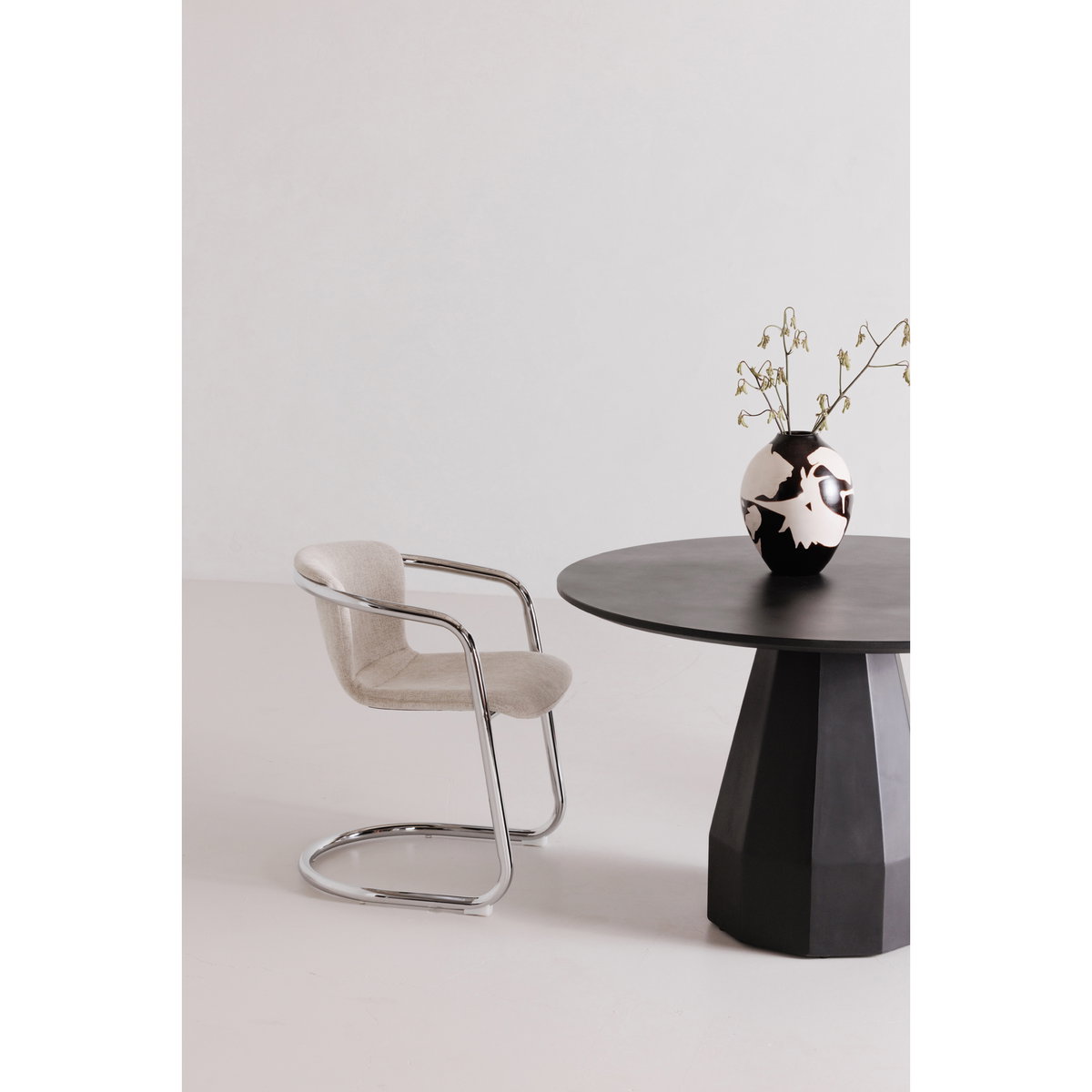 Freeman Chrome Frame Dining Chair Blended Cream - Set Of Two, by Moe's Home, 22" width x 30" height x 24" depth View 9