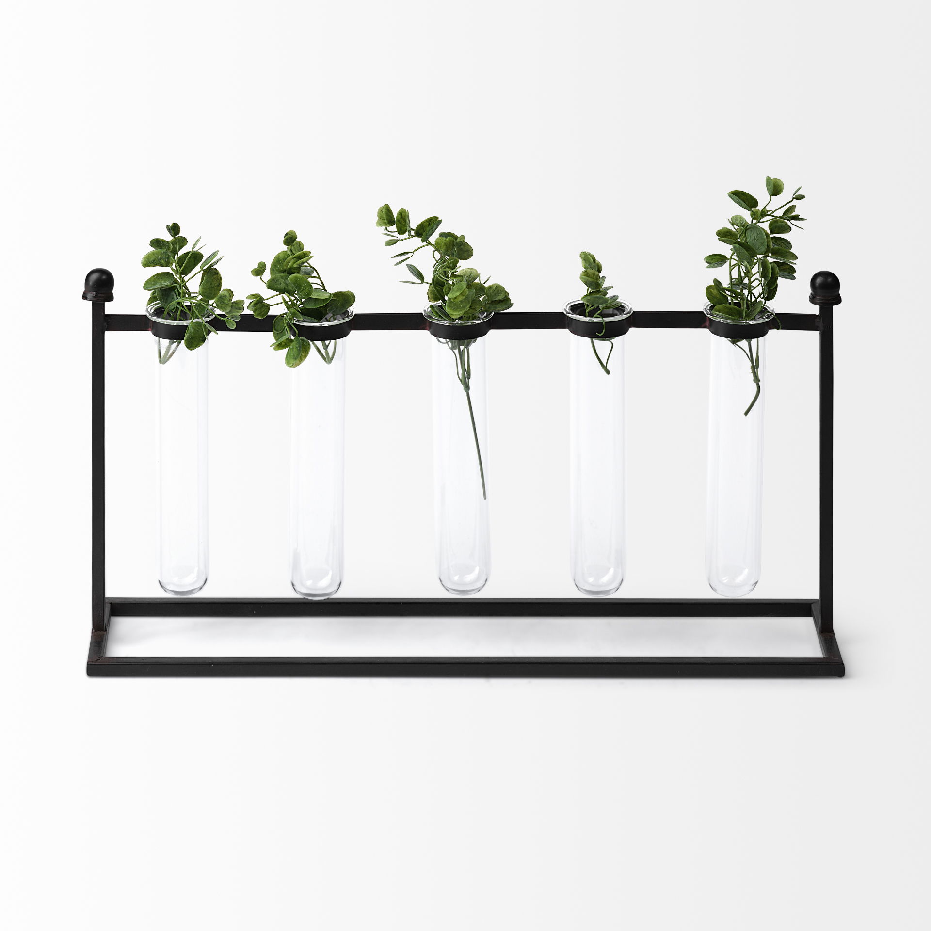 Bunsen Black Metal Five Glass Test Tube Vase large image 