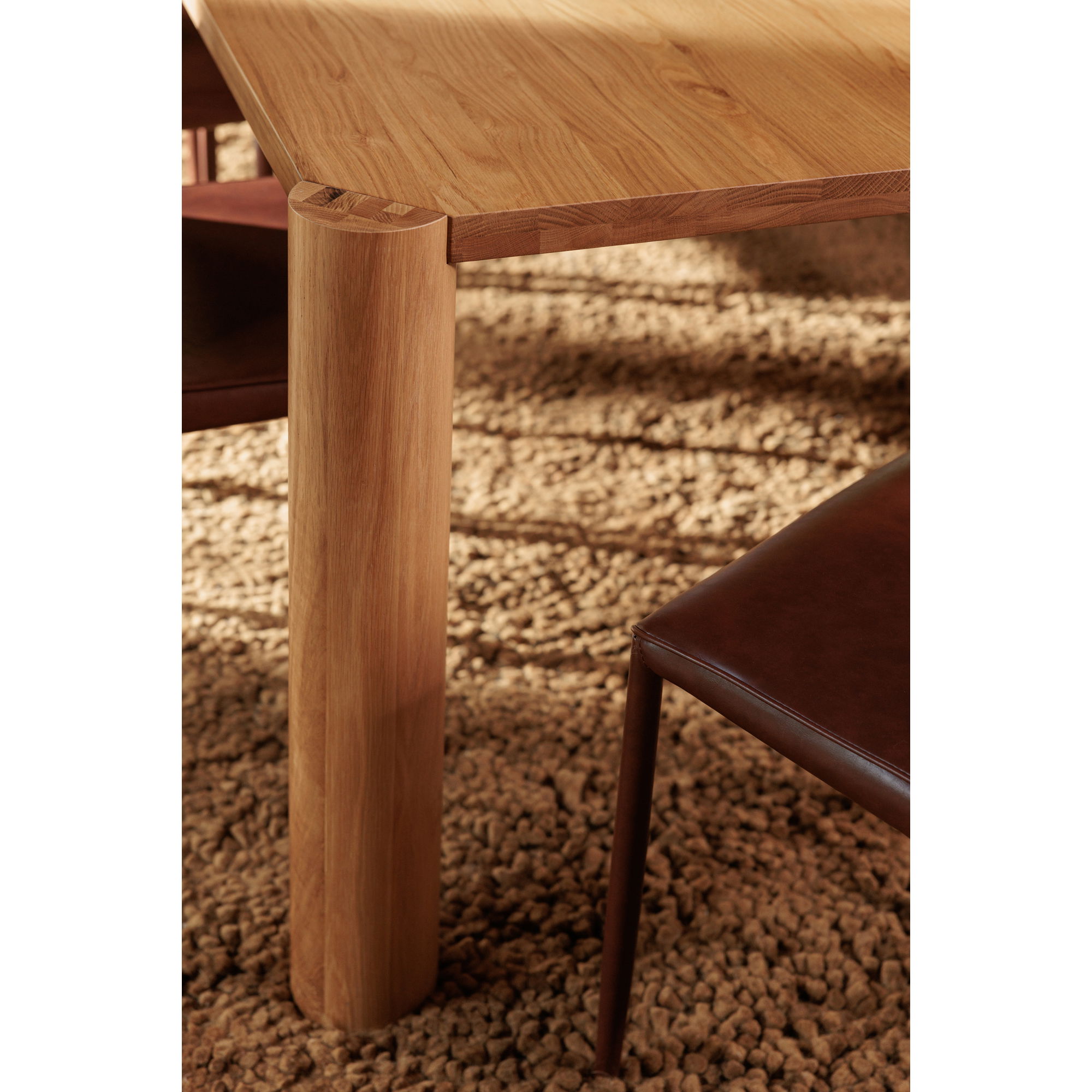 Post Small Dining Table Natural Oak, by Moe's Home, 76" width x 29" height x 36" depth View 7