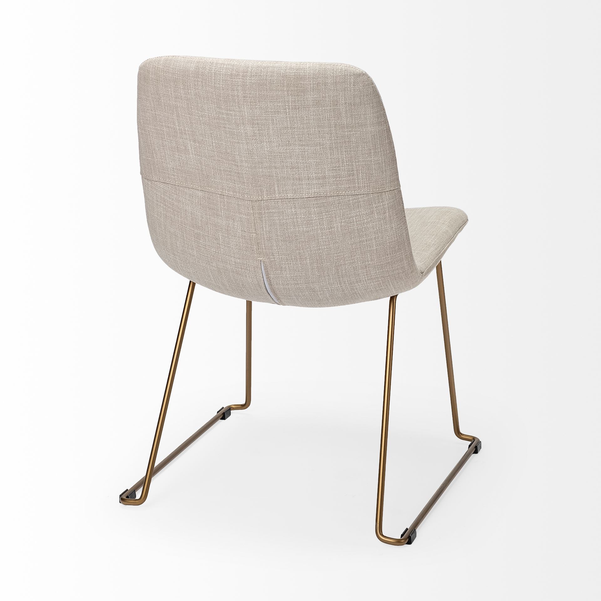 Sawyer I Beige Fabric Seat Gold Metal Frame Dining Chair, by Mercana, 19" length x 24.25" width x 33" height View 7