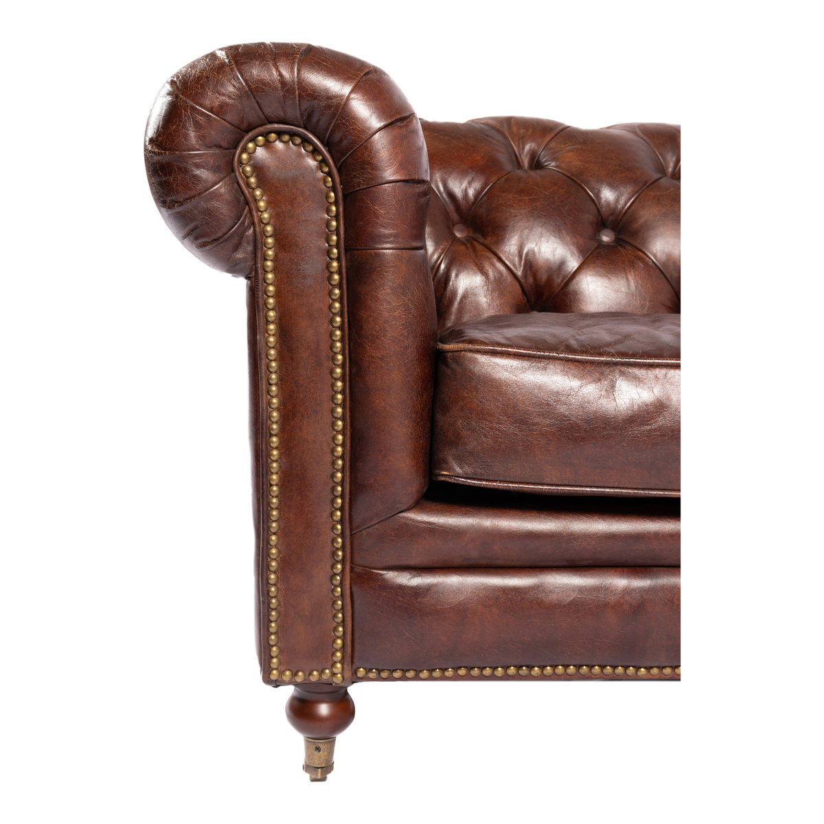 Birmingham Sofa Dark Brown Leather, Sofas & Sectional by Moe's Home, 87" width x 29" height x 36" depth View 5
