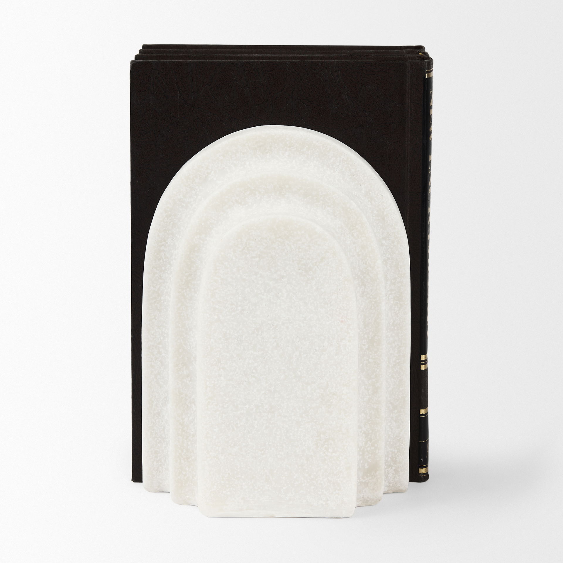 Empire Granite Resin Arc Book End Set, Bookend by Mercana, 14.57" length x 4.92" width x 10.24" height View 6