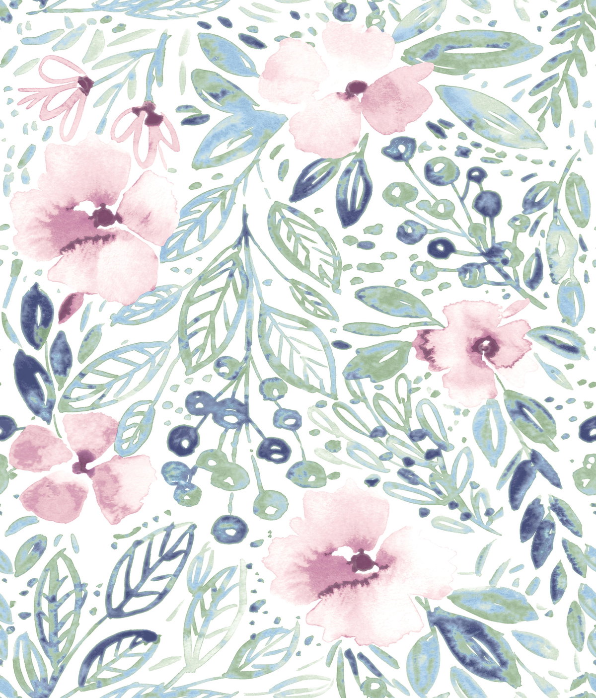 Clara Jean April Showers Pink Peel & Stick Wallpaper, by York Wall, 16'6" length x 1'8.5" width x 0.02" depth