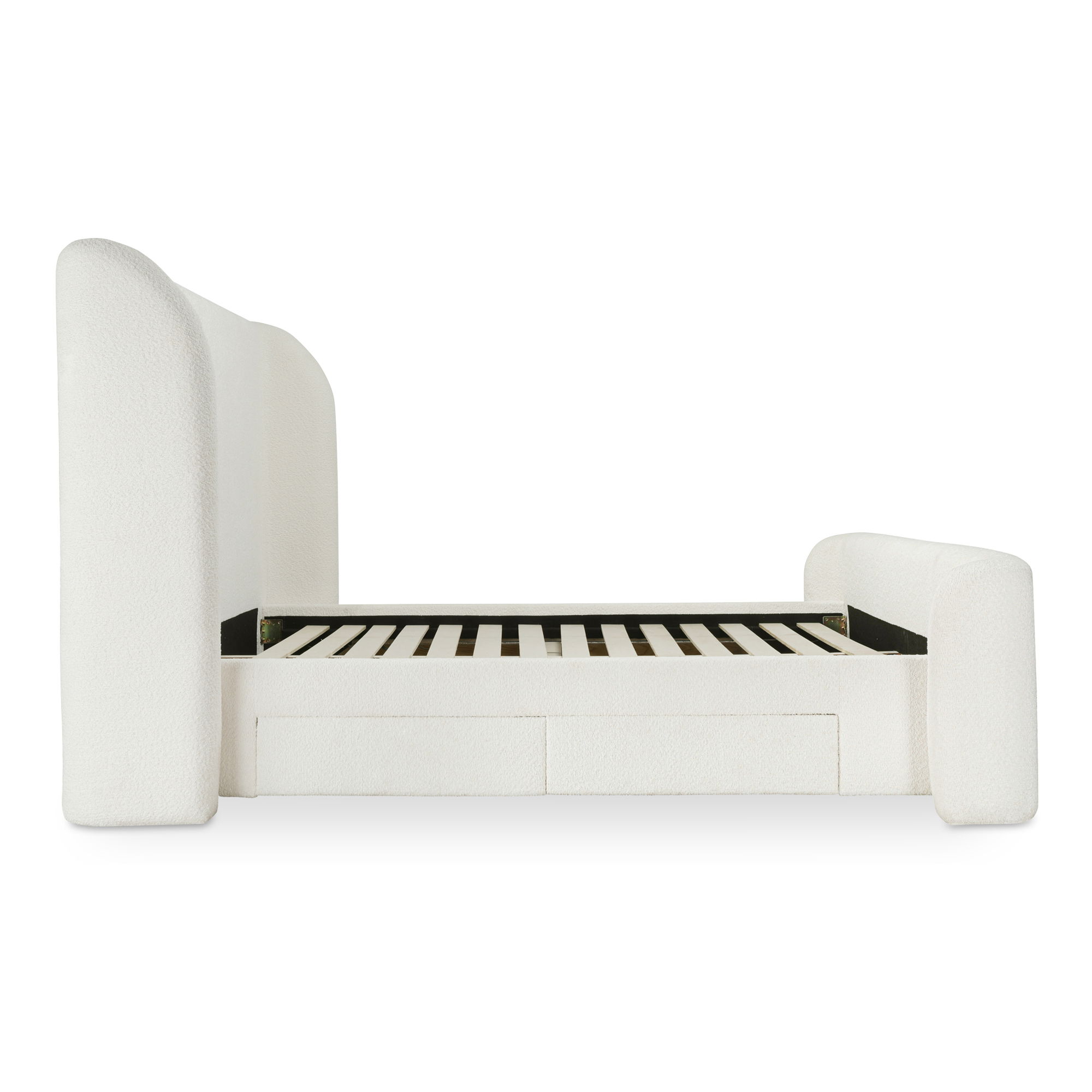 Sophia Queen Storage Bed Cream, by Moe's Home, 76" width x 55" height x 91" depth View 5