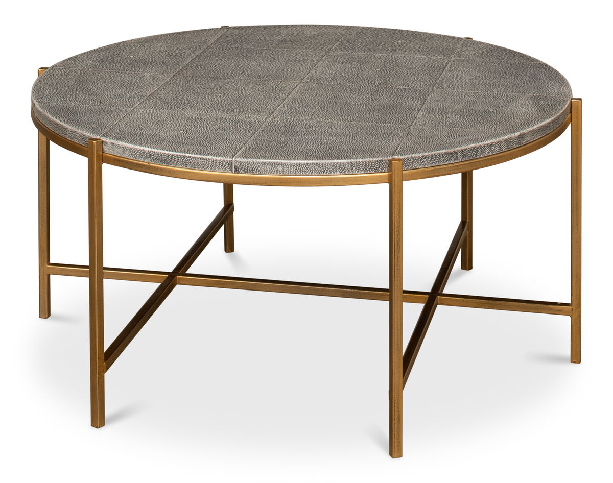 Grey Shagreen Coffee Table, by Sarreid, 2'10" length x 2'10" width x 1'4" height View 1