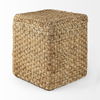 Aylin 16.5' Square Brown Jute Pouf, Ottoman by Mercana, 16.5" length x 16.5" width x 17.75" height thumbnail 4