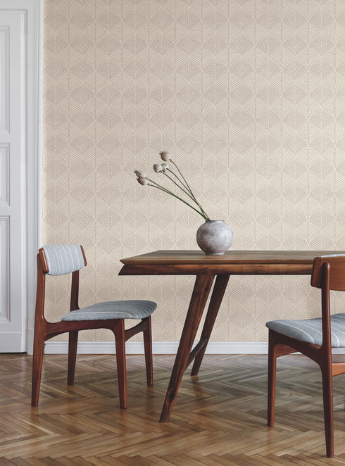 Palm Thatch Grey Wallpaper