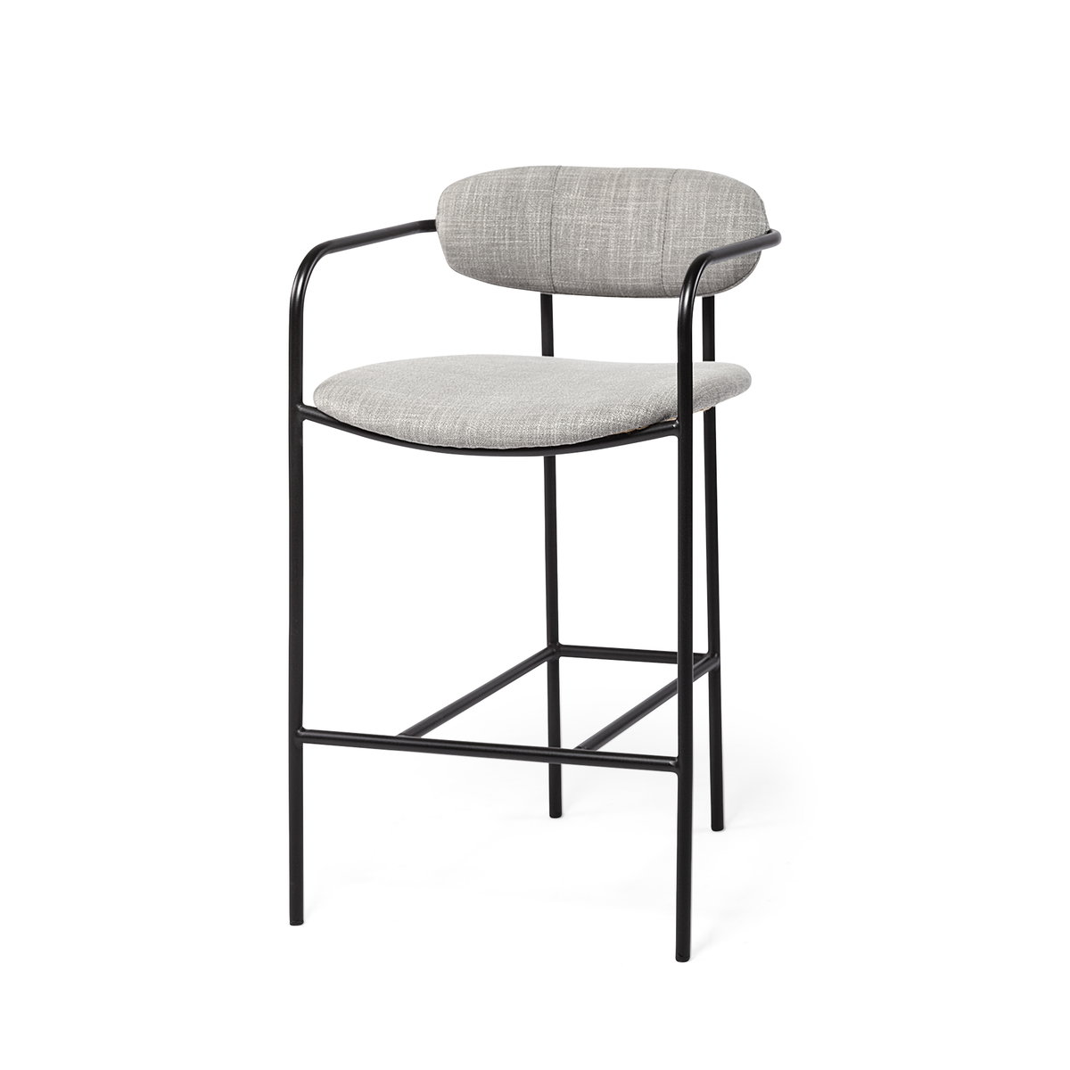 Parker Backless 36in Seat Counter Stool | Gray Fabric with Black Metal, Counter & Bar Stool by Mercana, 19" length x 19.75" width x 36" height View 1