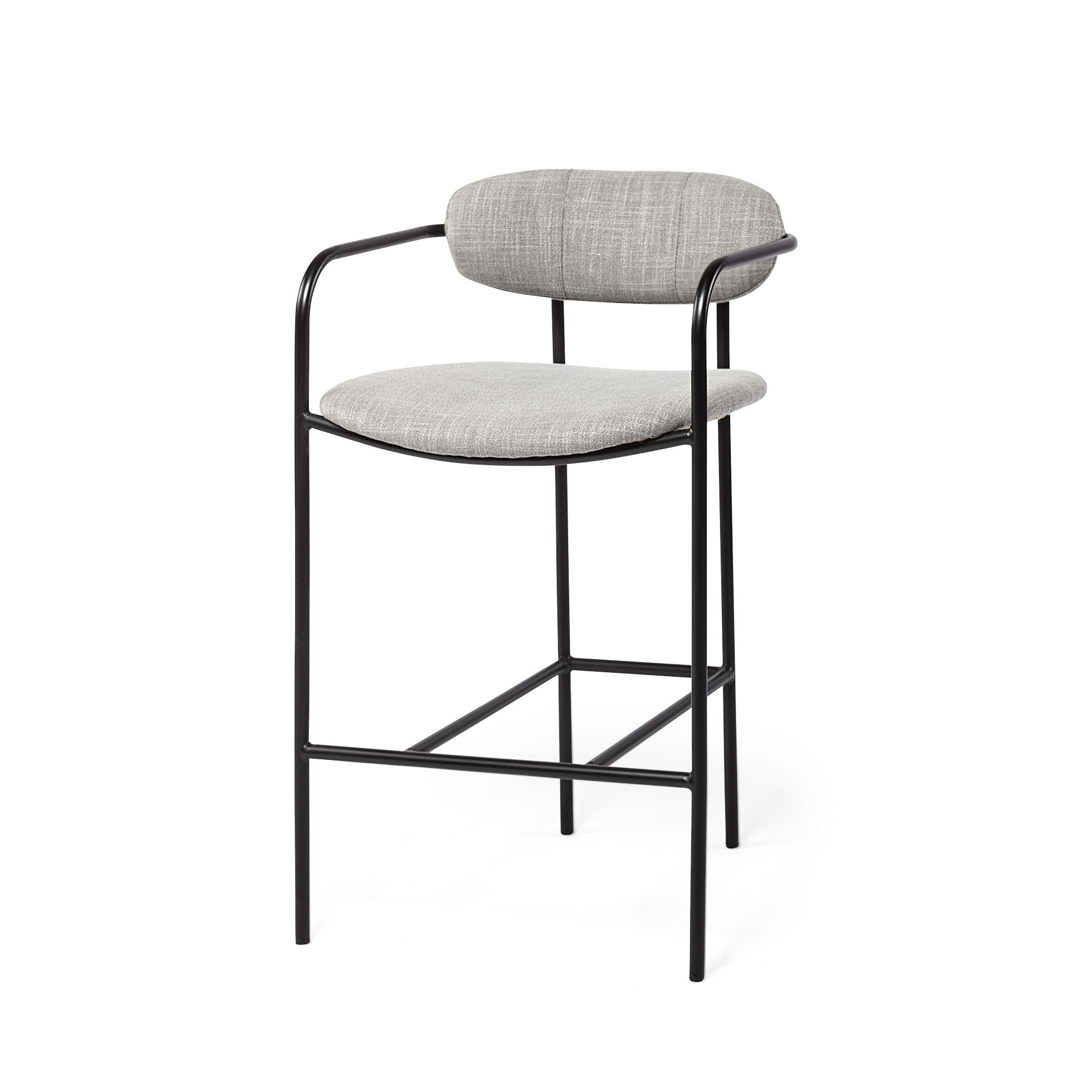 Parker Gray Fabric Seat Black Metal Counter Stool, Counter & Bar Stool by Mercana, 19" length x 19.75" width x 36" height View 1