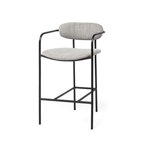Parker Gray Fabric Seat Black Metal Counter Stool