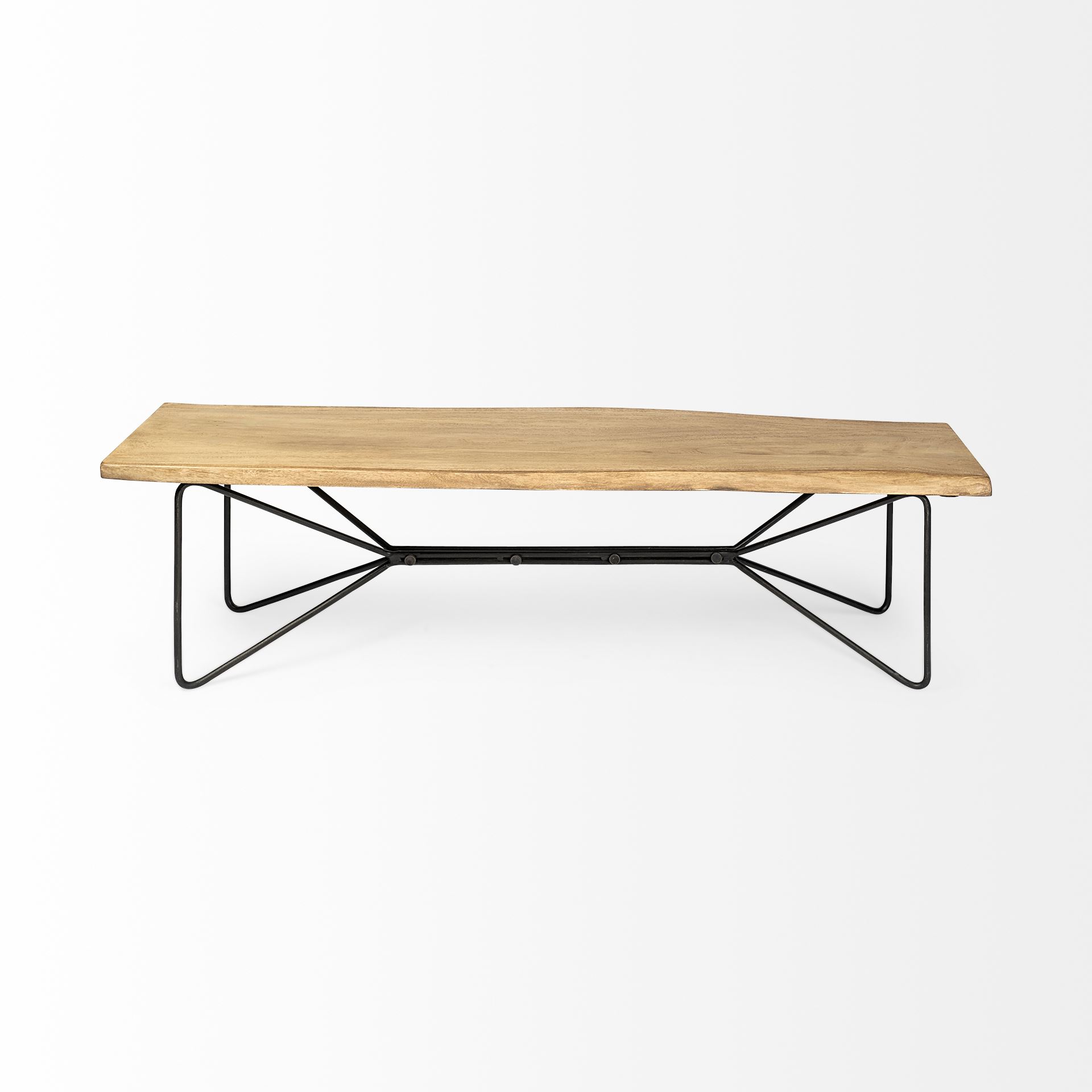 Papillion III 66L x 16W Blonde Wood And Iron Dining Bench large image 