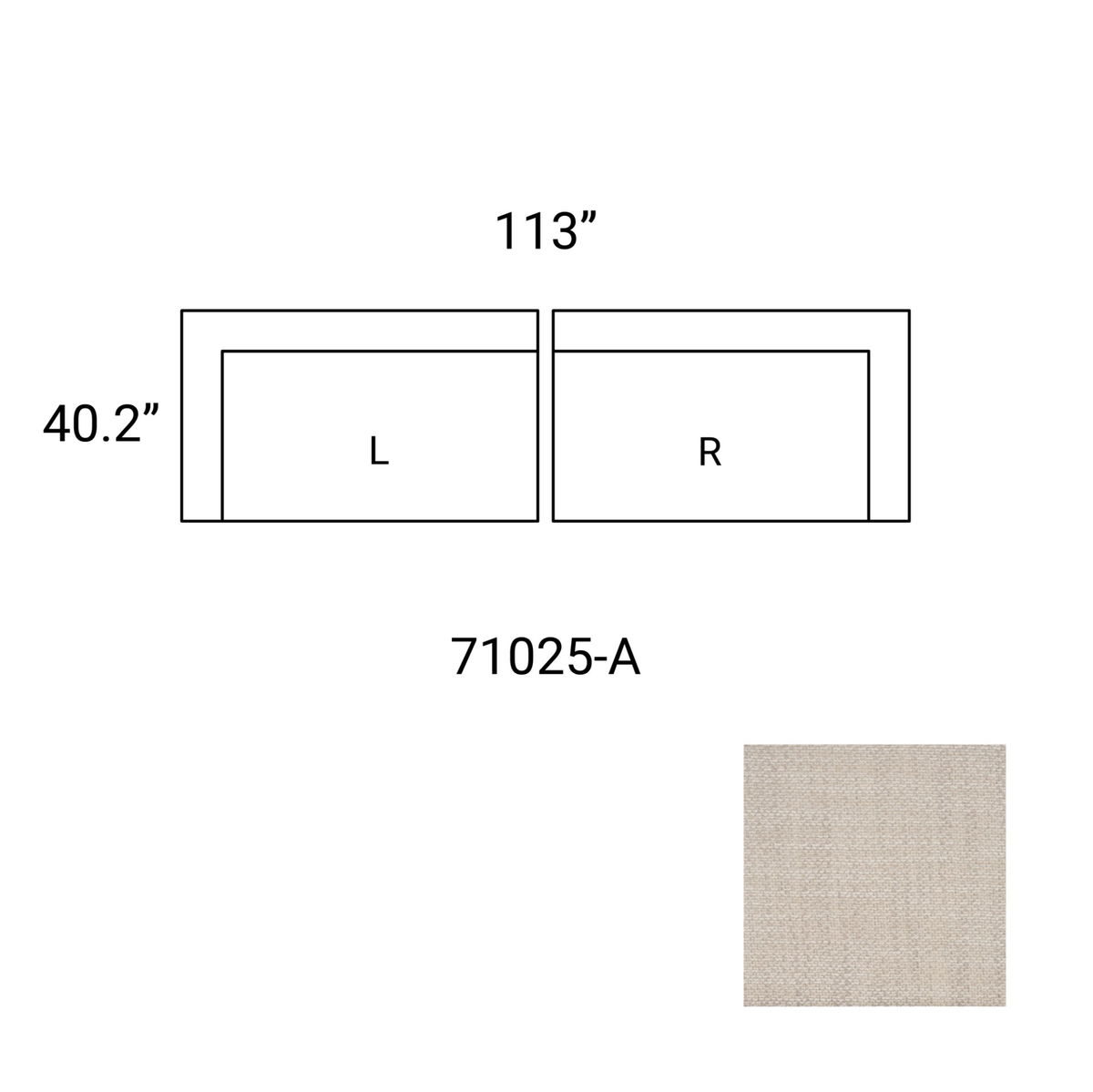 Warner Oatmeal 2 Piece Sofa Set, Sectional Sofa by Mercana, 113" length x 40.2" width x 32.68" height View 3