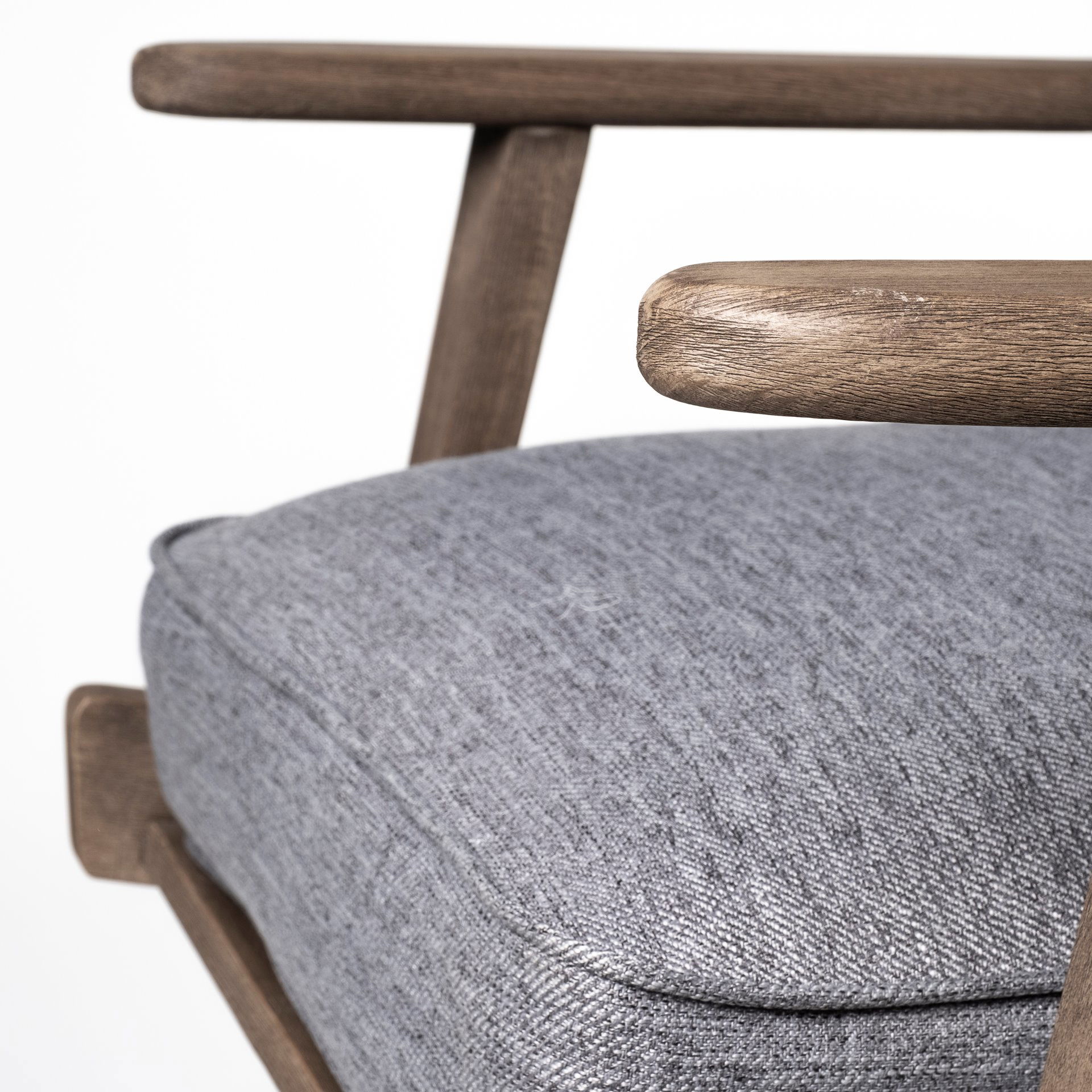 Olympus V Castlerock Grey Fabric Wrapped Brown Wooden Frame Accent Chair, by Mercana, 28" length x 31" width x 32" height View 11