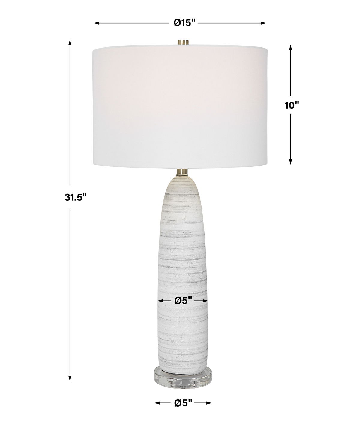 Levadia Matte White Table Lamp, by Uttermost, 15" width x 31.5" height x 15" depth View 3