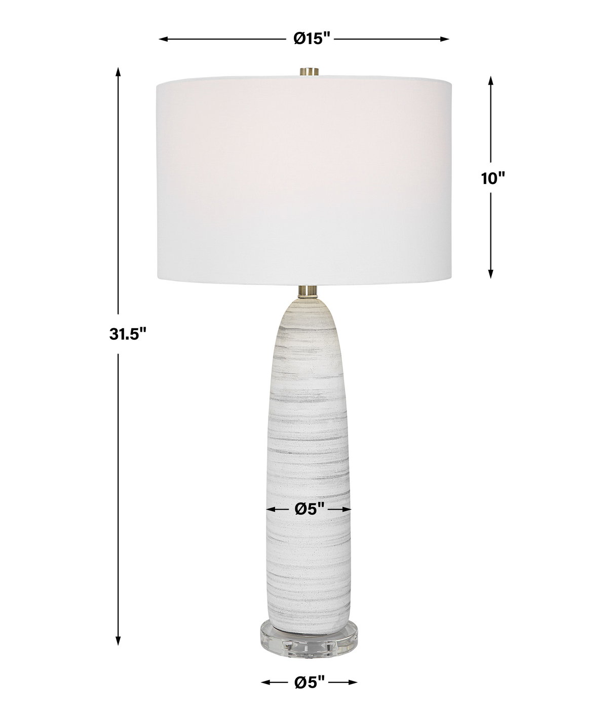 Levadia Matte White Table Lamp, by Uttermost, 15" width x 31.5" height x 15" depth View 3