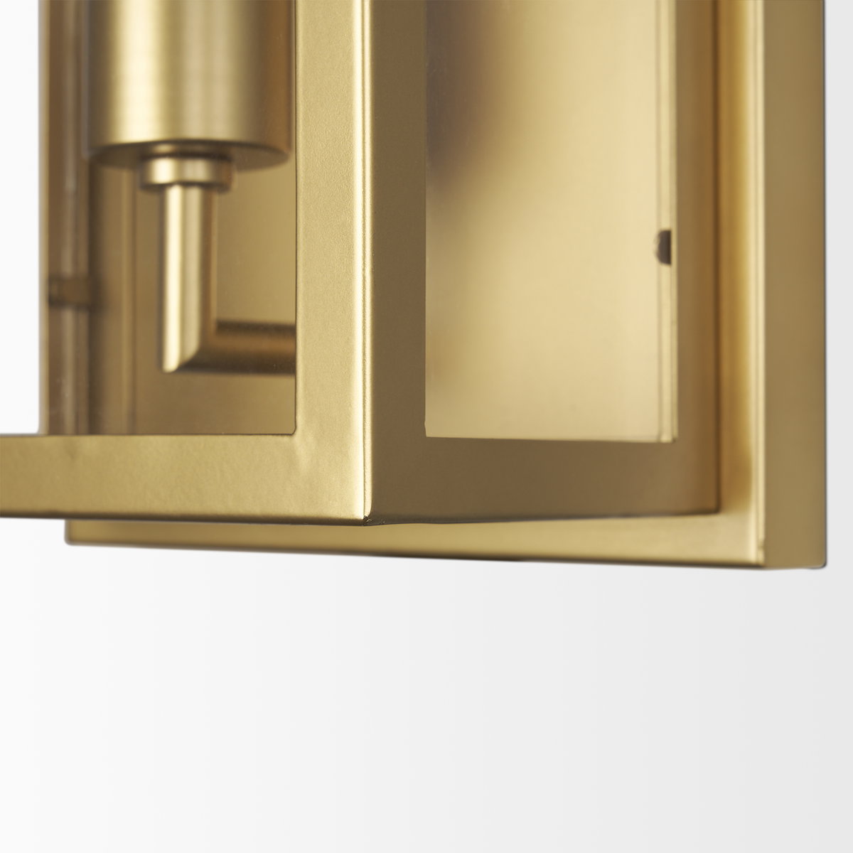 Cairn Brushed Gold Metal with Glass 1-Light Wall Sconce, by Mercana, 7.87" length x 5.12" width x 10.63" height View 7