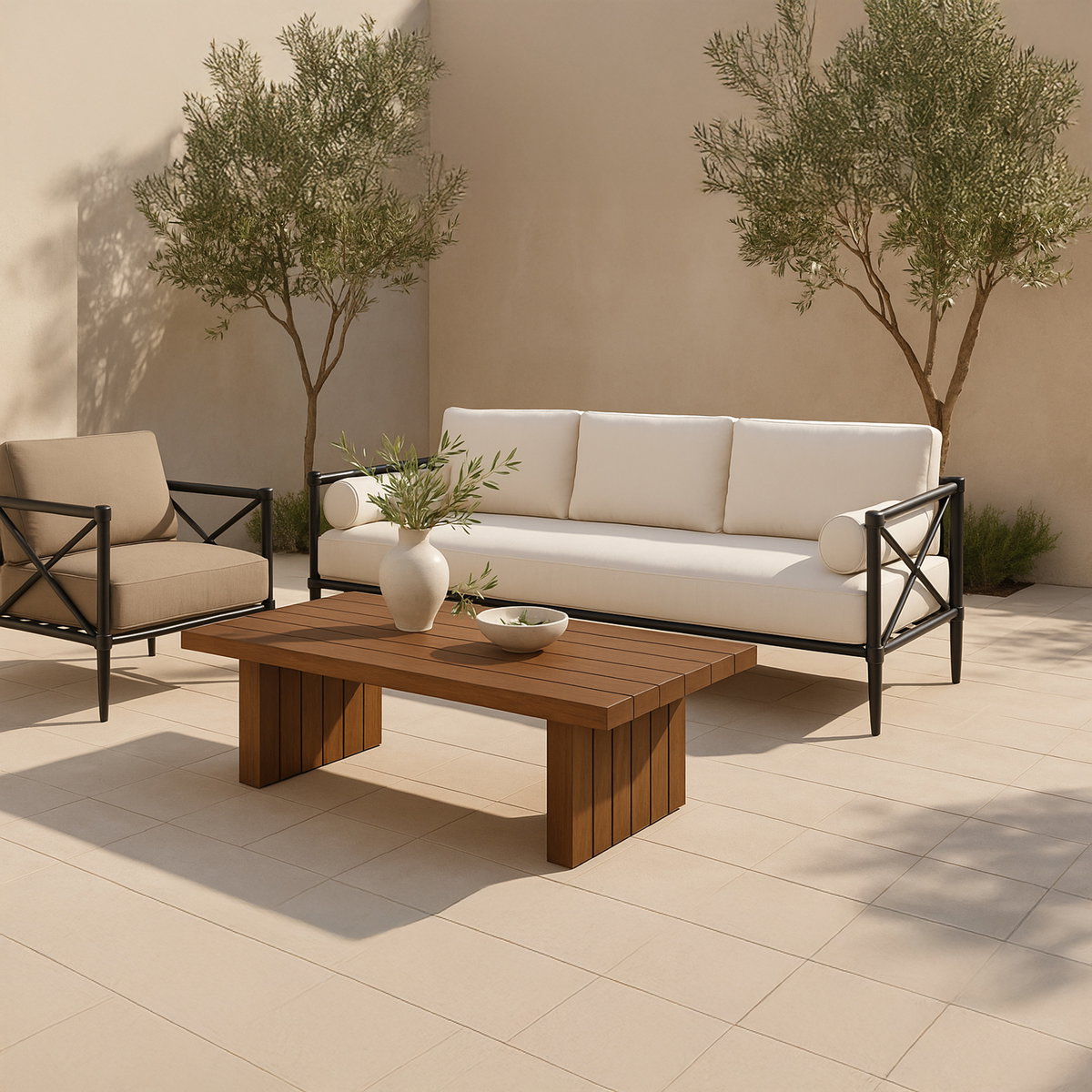 Denby Outdoor Coffee Table Brown, Outdoor Table by Moe's Home, 5'5" width x 1'6" height x 2'11" depth View 5