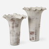 Ruffled Petal White Vases Set/2, by Uttermost, 11" width x 16" height x 11" depth thumbnail 1
