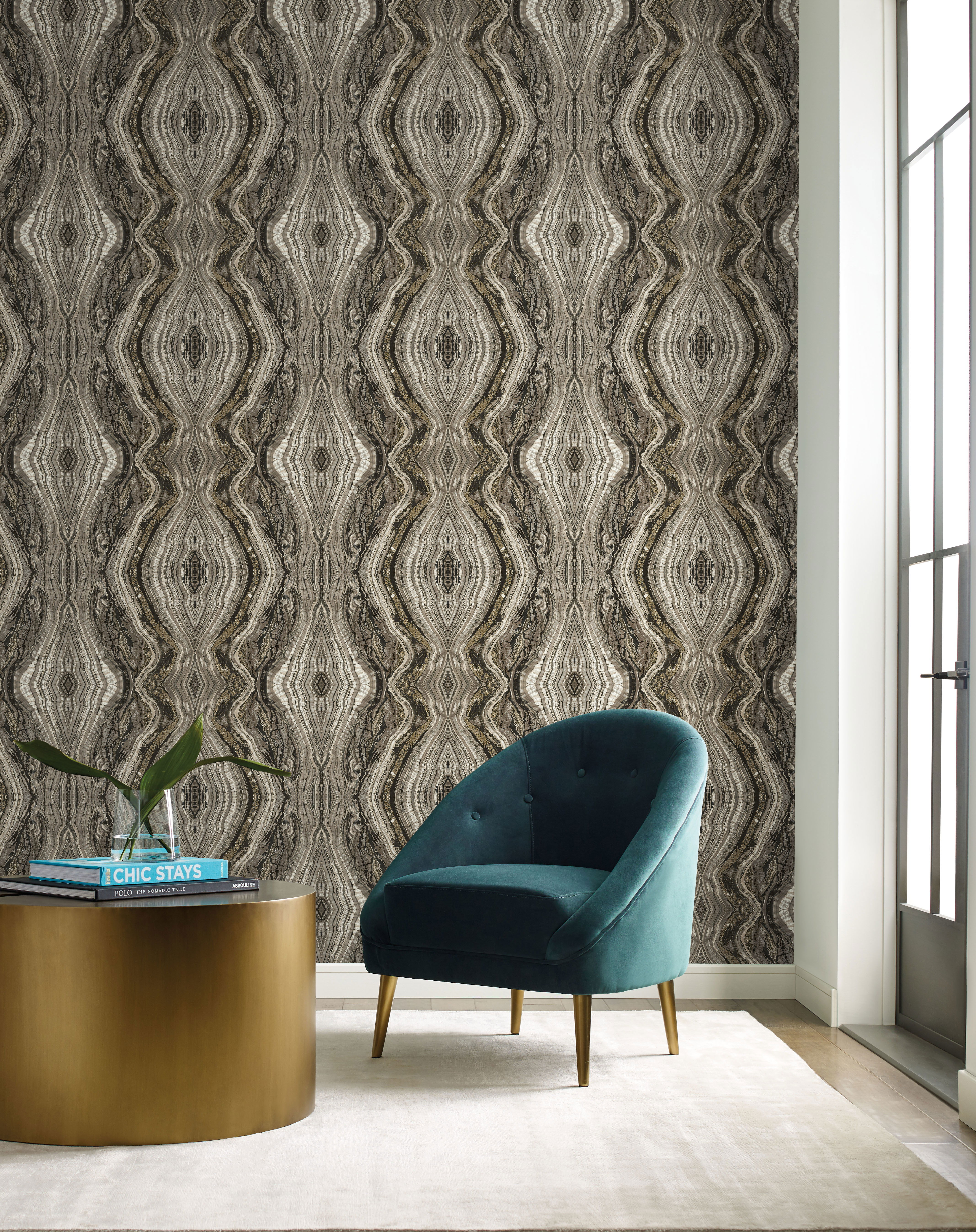 Kaleidoscope Dark Grey Peel & Stick Wallpaper large image 