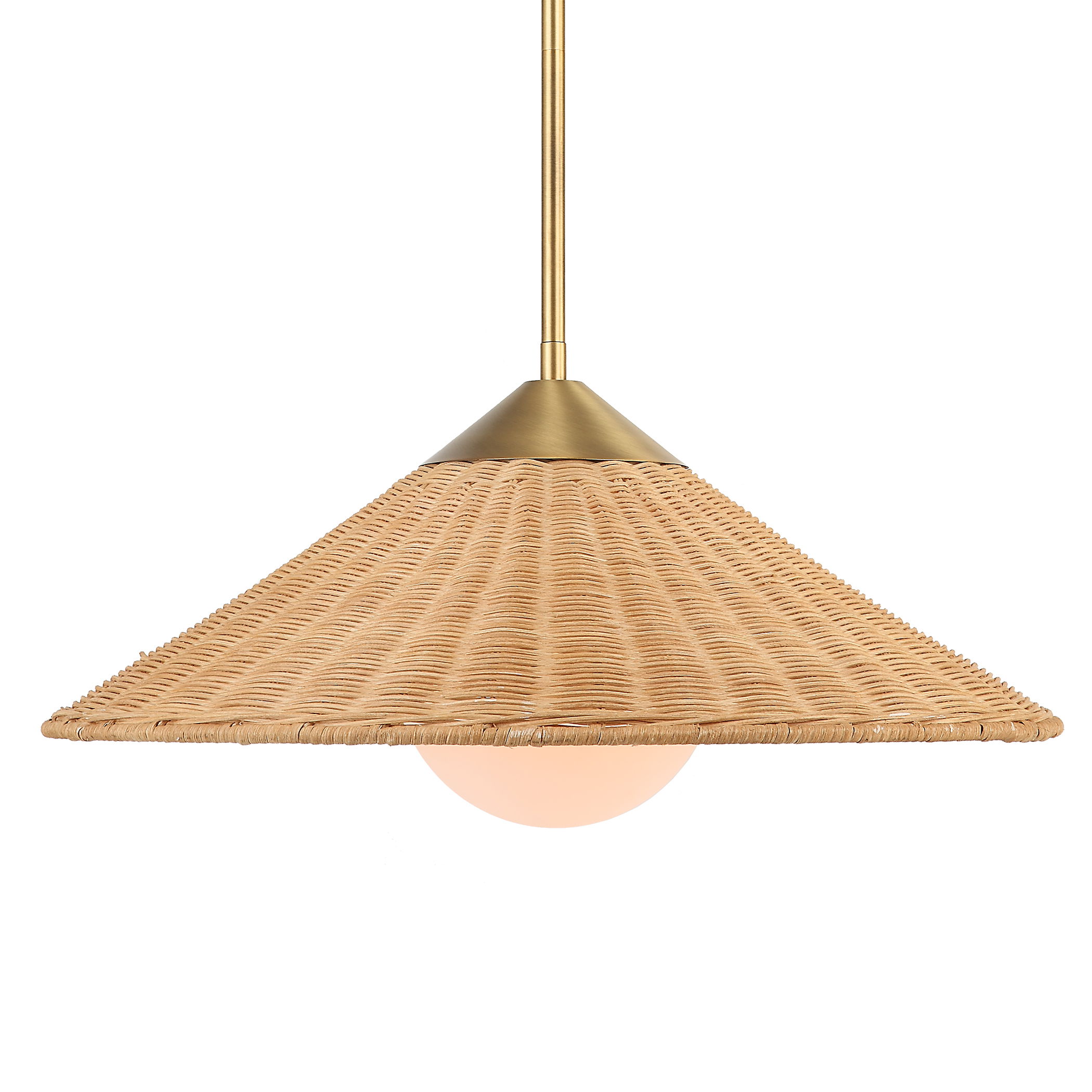 Phuvinh 1 Light Rattan Shade Pendant, Ceiling Light by Uttermost, 20" width x 9.5" height x 20" diameter x 20" depth View 1