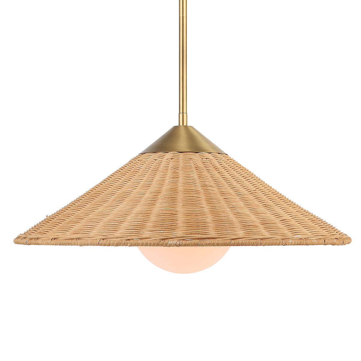 Phuvinh 1 Light Rattan Shade Pendant, by Uttermost, 20" width x 9.5" height x 20" diameter x 20" depth View 1