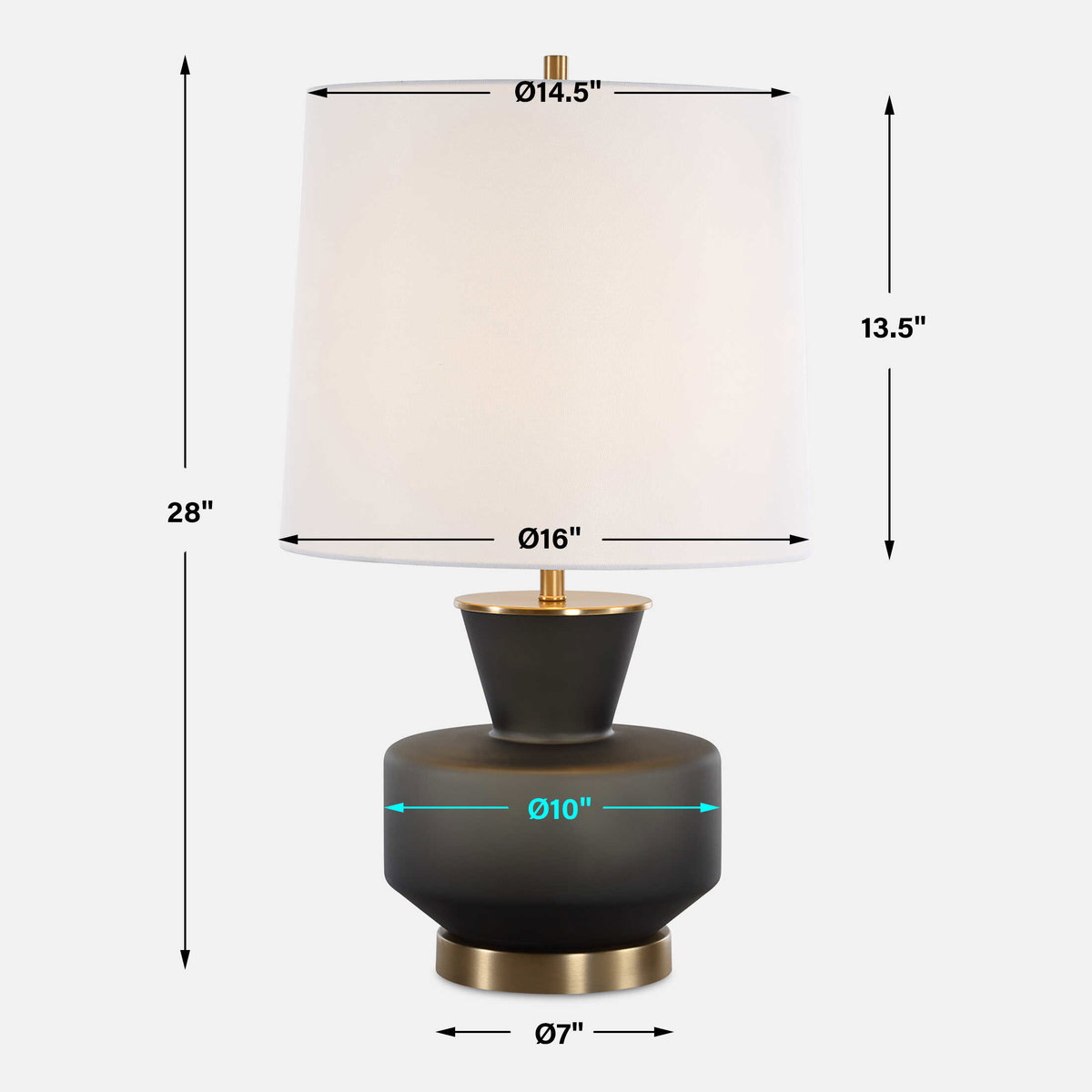 Trentino Black Table Lamp, by Uttermost, 16" width x 28" height x 16" depth View 3