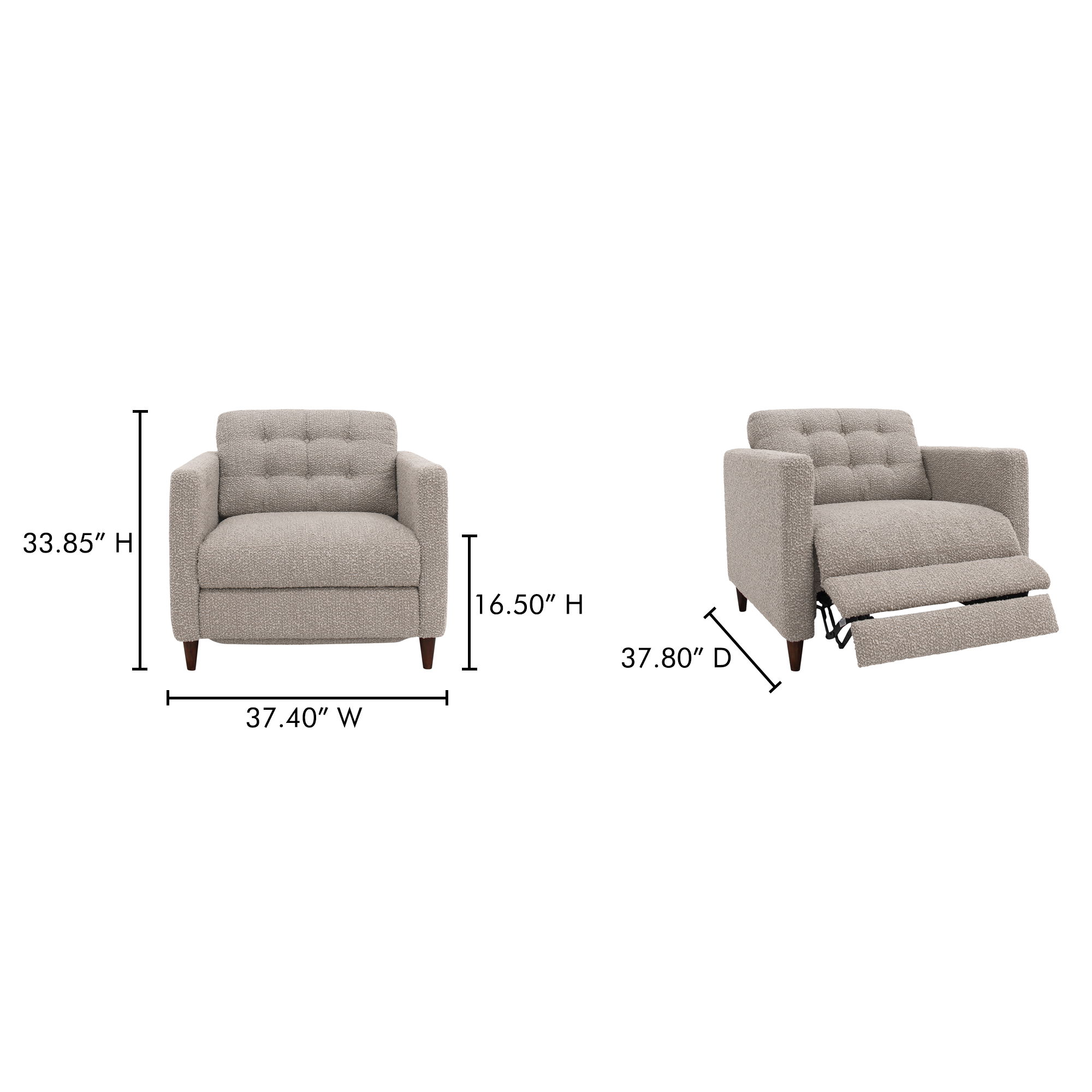 Bridgers Power Recliner Chair Warm Grey large image 