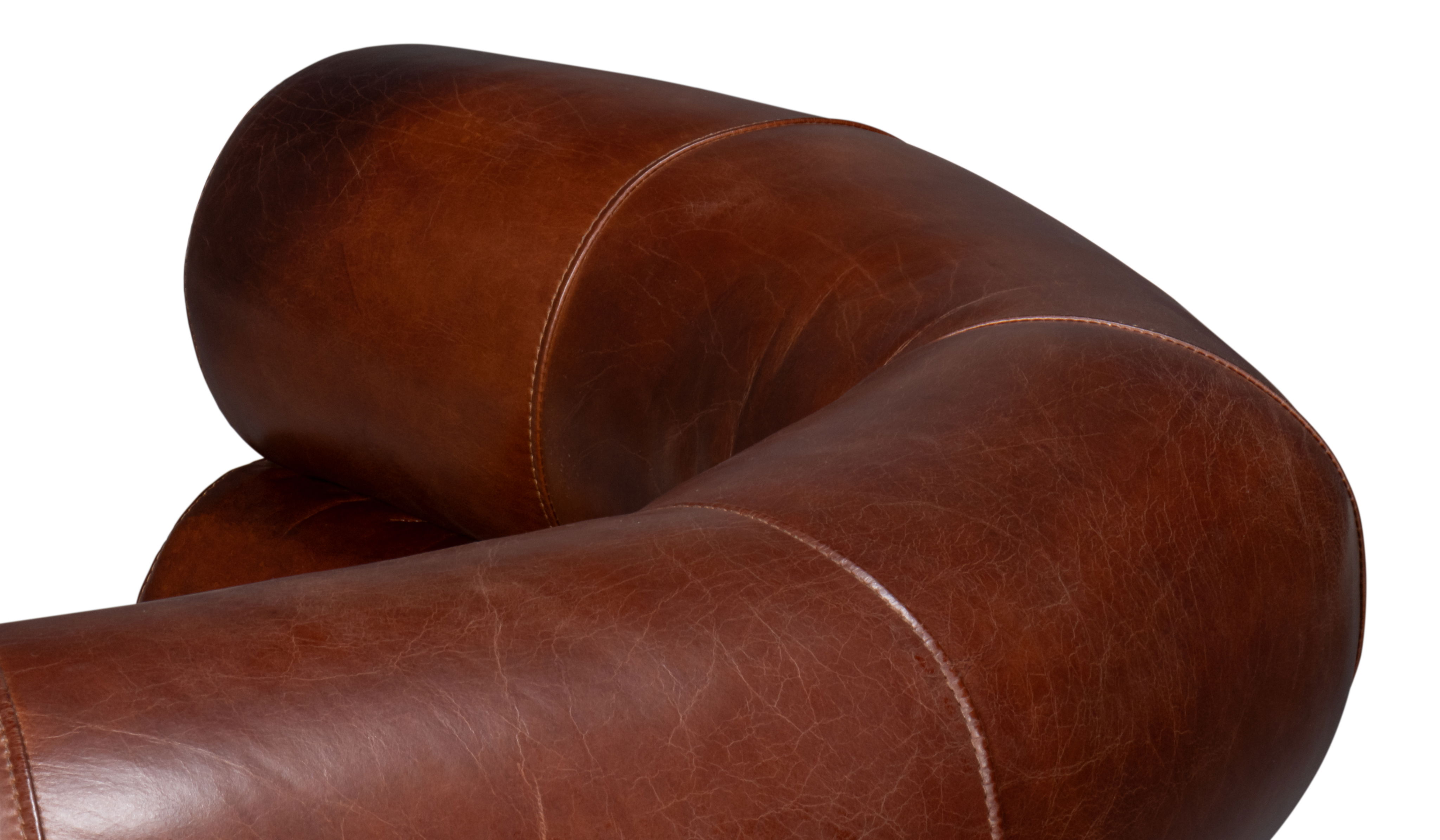 Rondo Leather Swivel Chair,Brown large image 