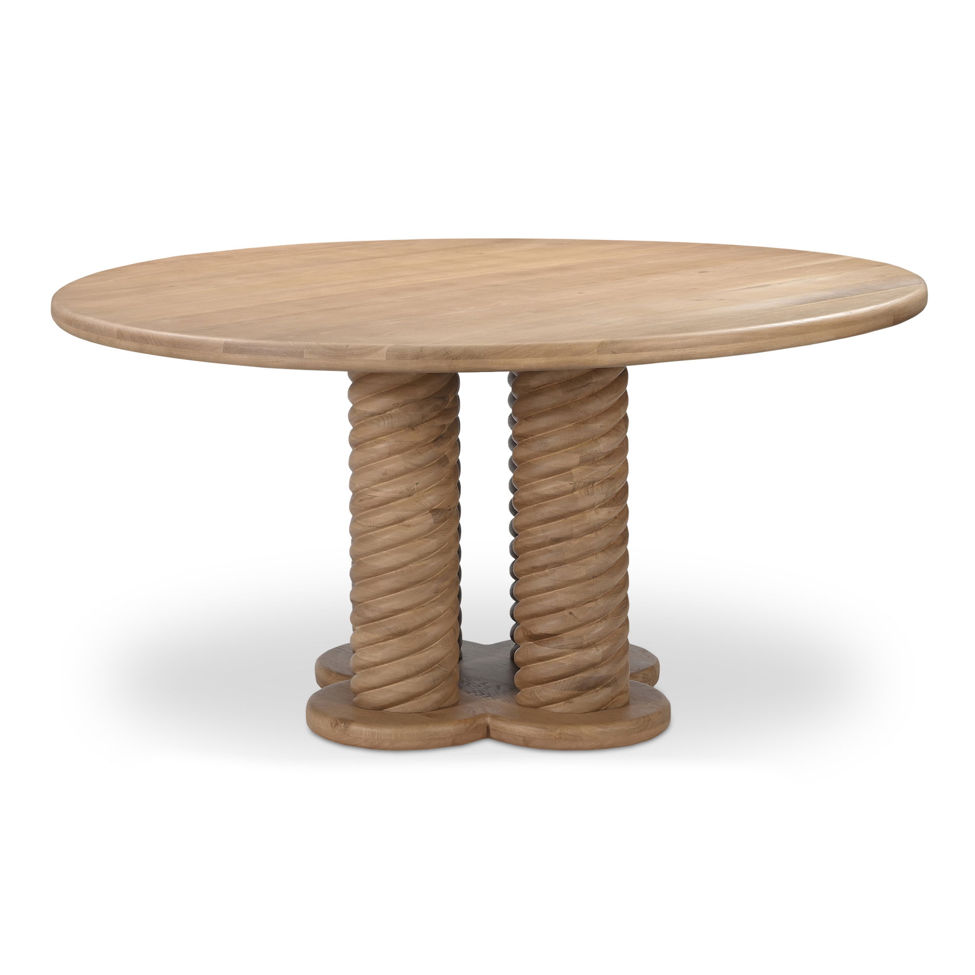 Treccia Round Dining Table Oak, by Moe's Home, 60" width x 30" height x 60" depth View 2