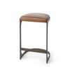 Tyson 17L x 18W x 28H Brown Leather with Metal Frame Counter Stool, Counter & Bar Stool by Mercana, 17.25" length x 17.5" width x 28" height thumbnail 1