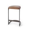 Tyson Backless 27.5in Seat Counter Stool | Brown Leather with Metal, Counter & Bar Stool by Mercana, 17.25" length x 17.5" width x 28" height thumbnail 1