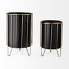Pianta 13 x 21 Set of Two Black Metal Insert Brass Frame Plant Stands, Planter by Mercana, 12.8" length x 12.8" width x 20.87" height thumbnail 3
