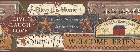 Country Sign Green & Burgundy Border
