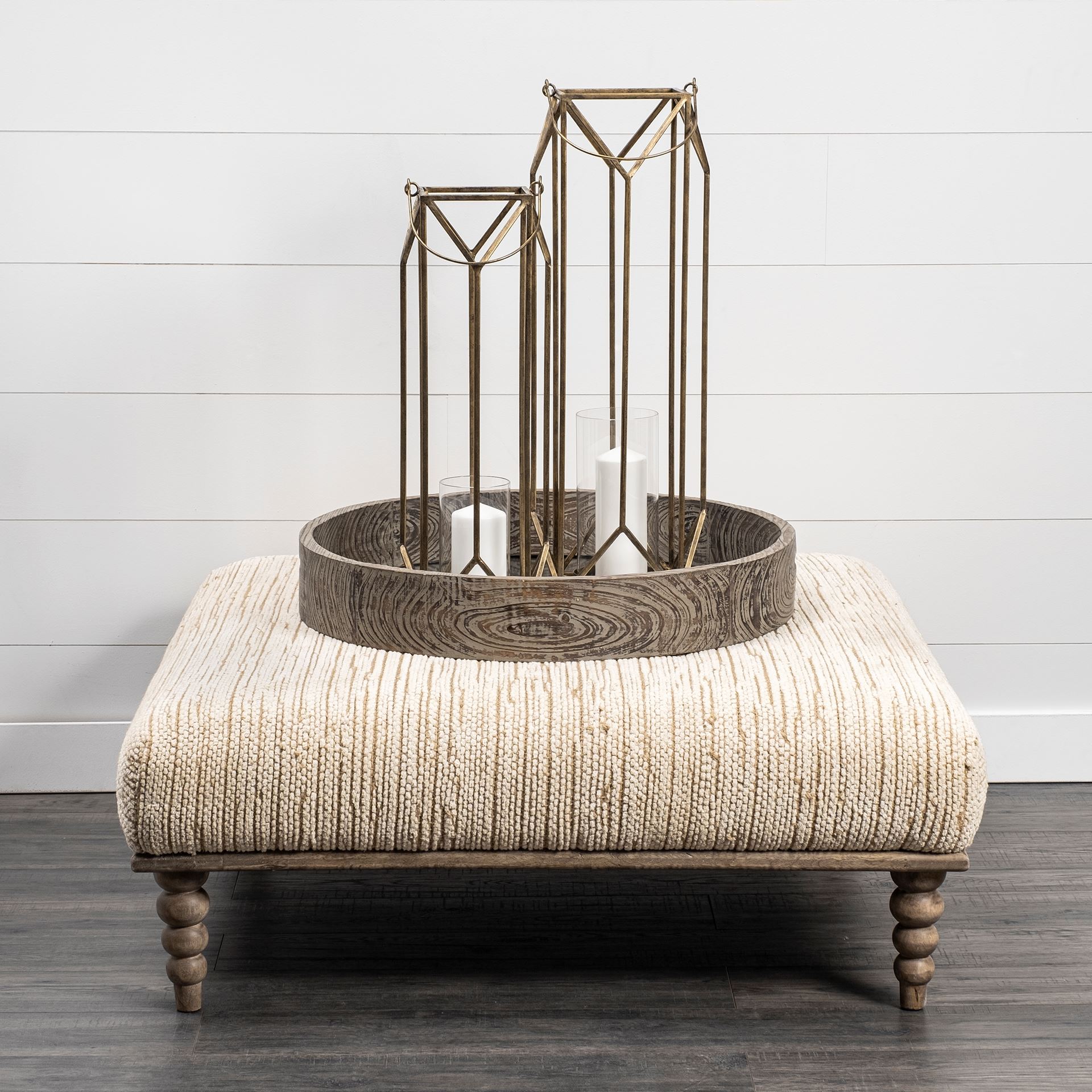 Ivy Large Gold Metal Geometric Cage Candle Holder Lantern, Lighting by Mercana, 10.24" length x 10.24" width x 36.02" height View 3