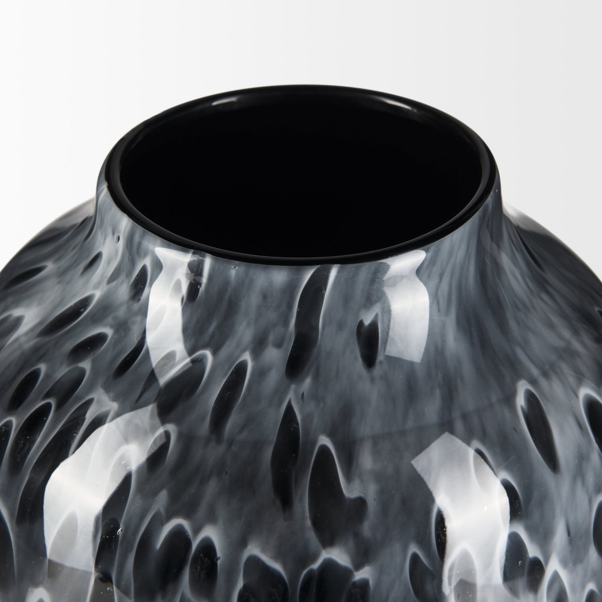 Masai Large Black Mottled Glass Vase, by Mercana, 7.91" length x 7.91" width x 14.96" height View 6
