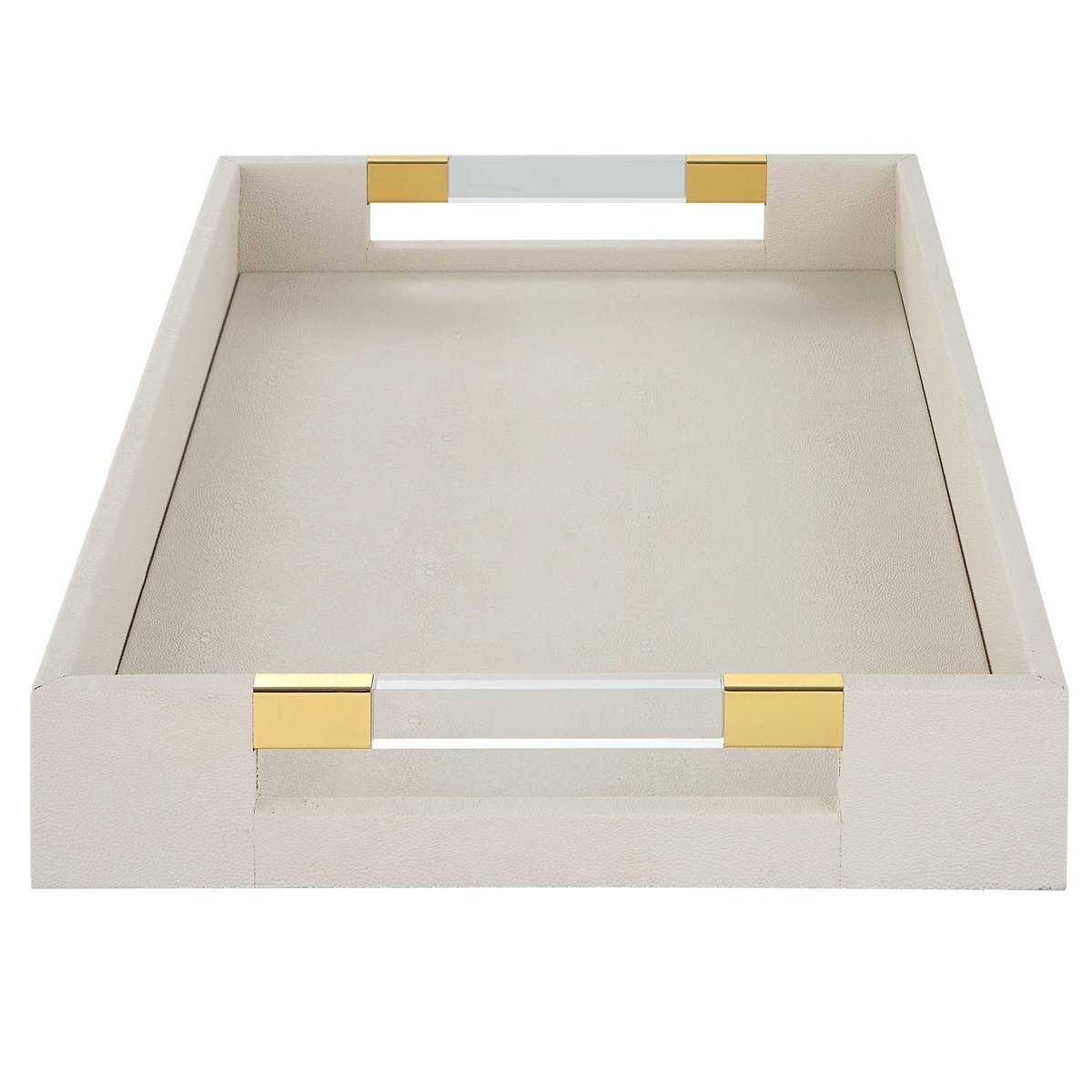 Wessex White Shagreen Tray, Decorative by Uttermost, 19" width x 2.62" height x 13.87" depth View 5