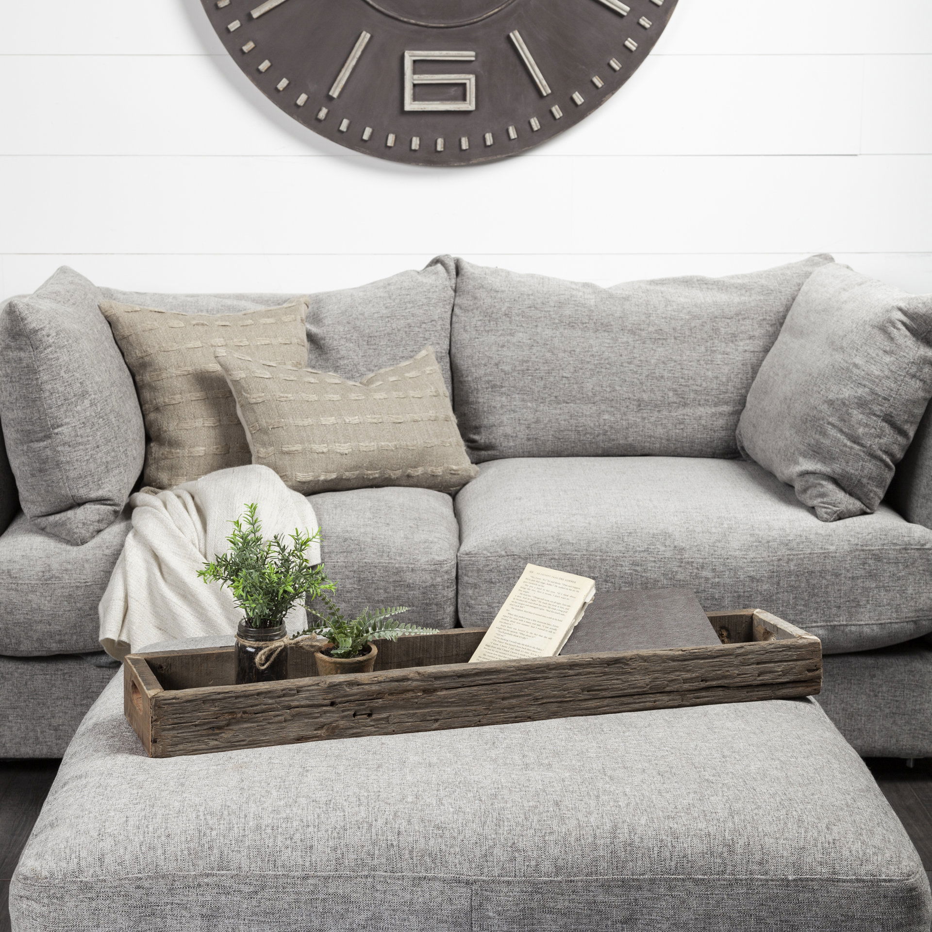 Vernon (Large) 36L x 7W Brown Reclaimed Wood Tray large image 