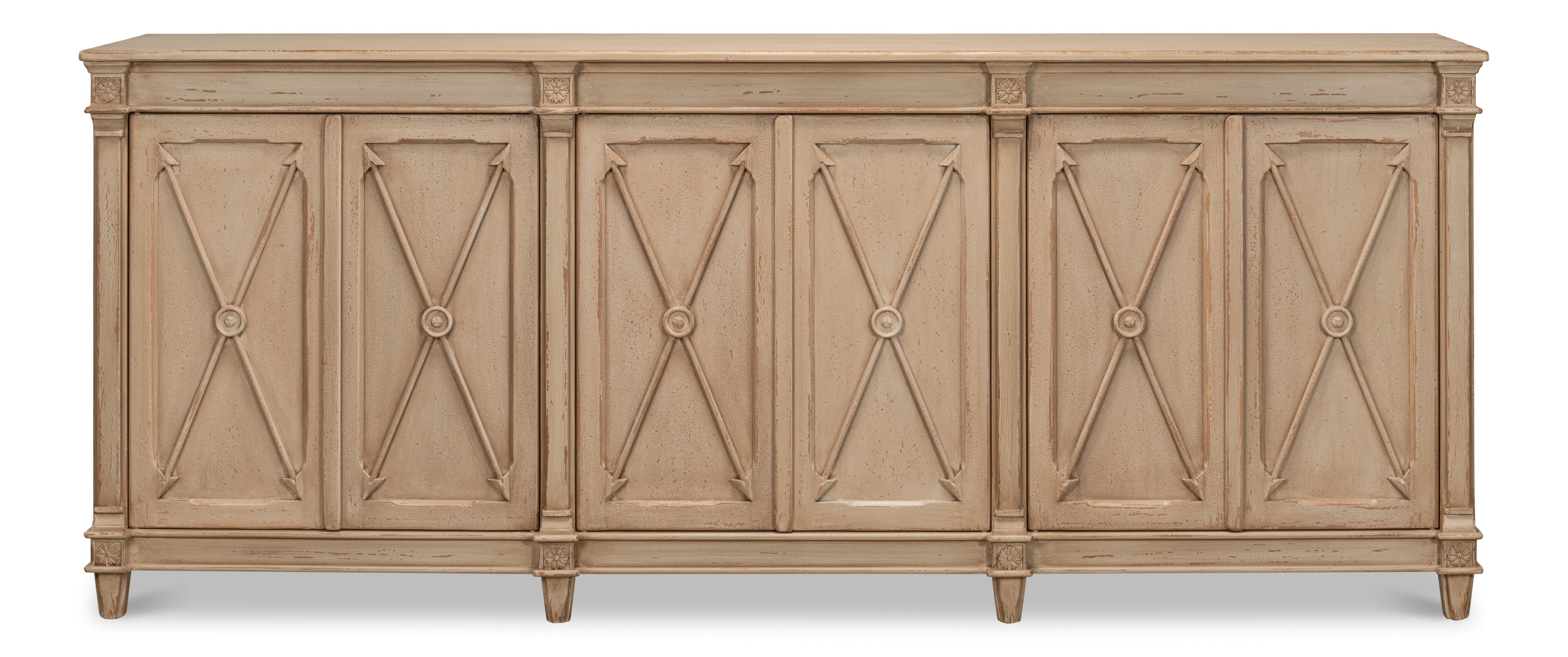 Marksman Sideboard, Dark Beige, Cabinets & Sideboard by Sarreid, 96" length x 20" width x 39" height View 2