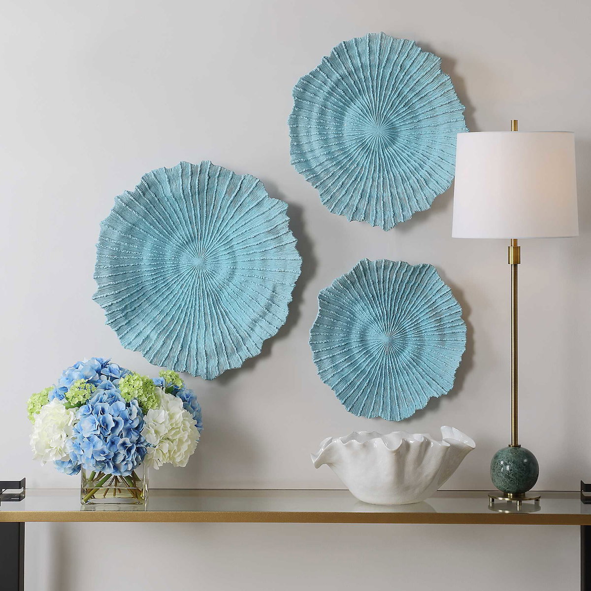 Ocean Gems Blue Wall Decor Set/3, Art by Uttermost, 22" width x 20.87" height x 3.94" depth View 4