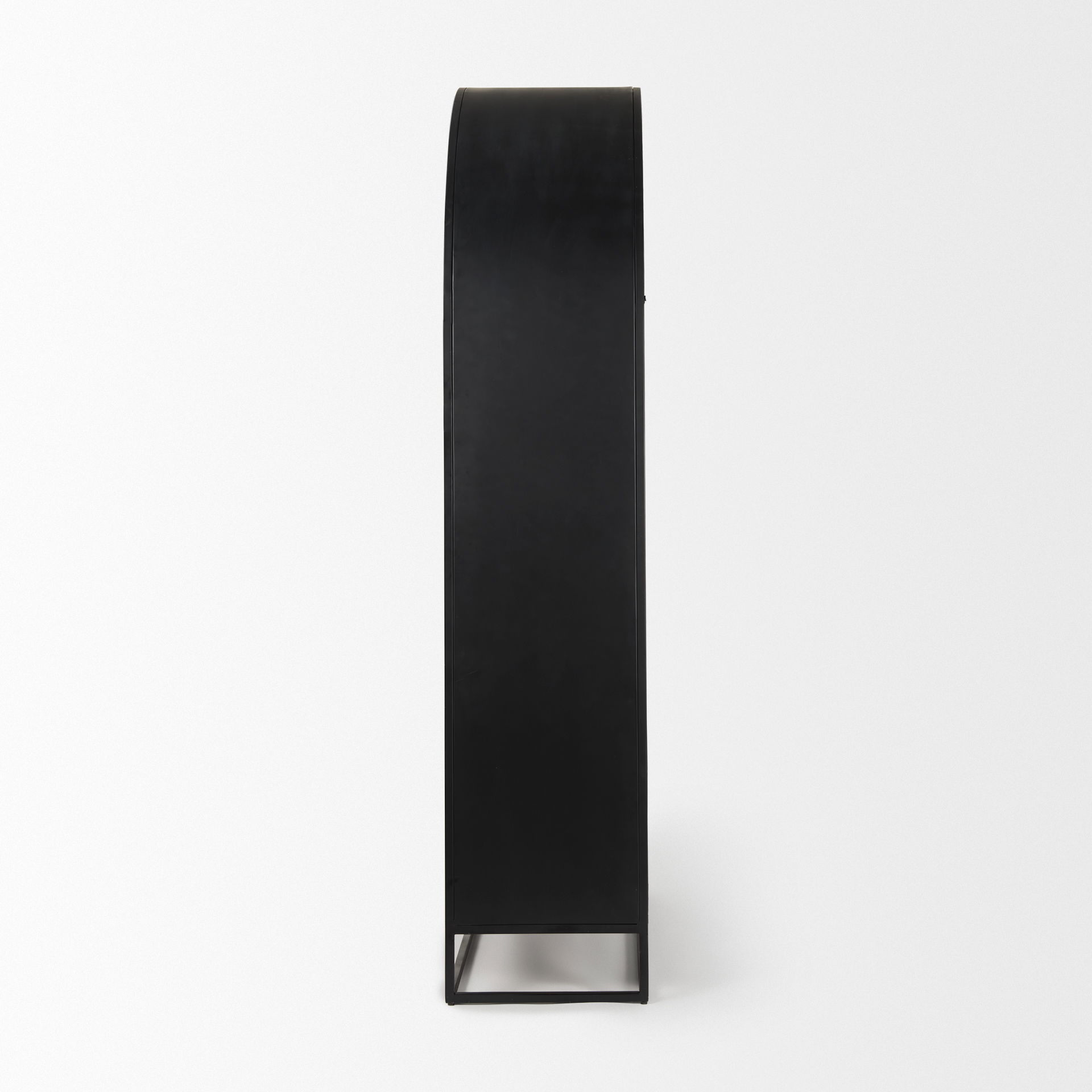 Sloan 85.5H Black Wood with Black Metal Frame Arch Cabinet, Cabinets & Sideboard by Mercana, 47.5" length x 18.5" width x 85.5" height View 4