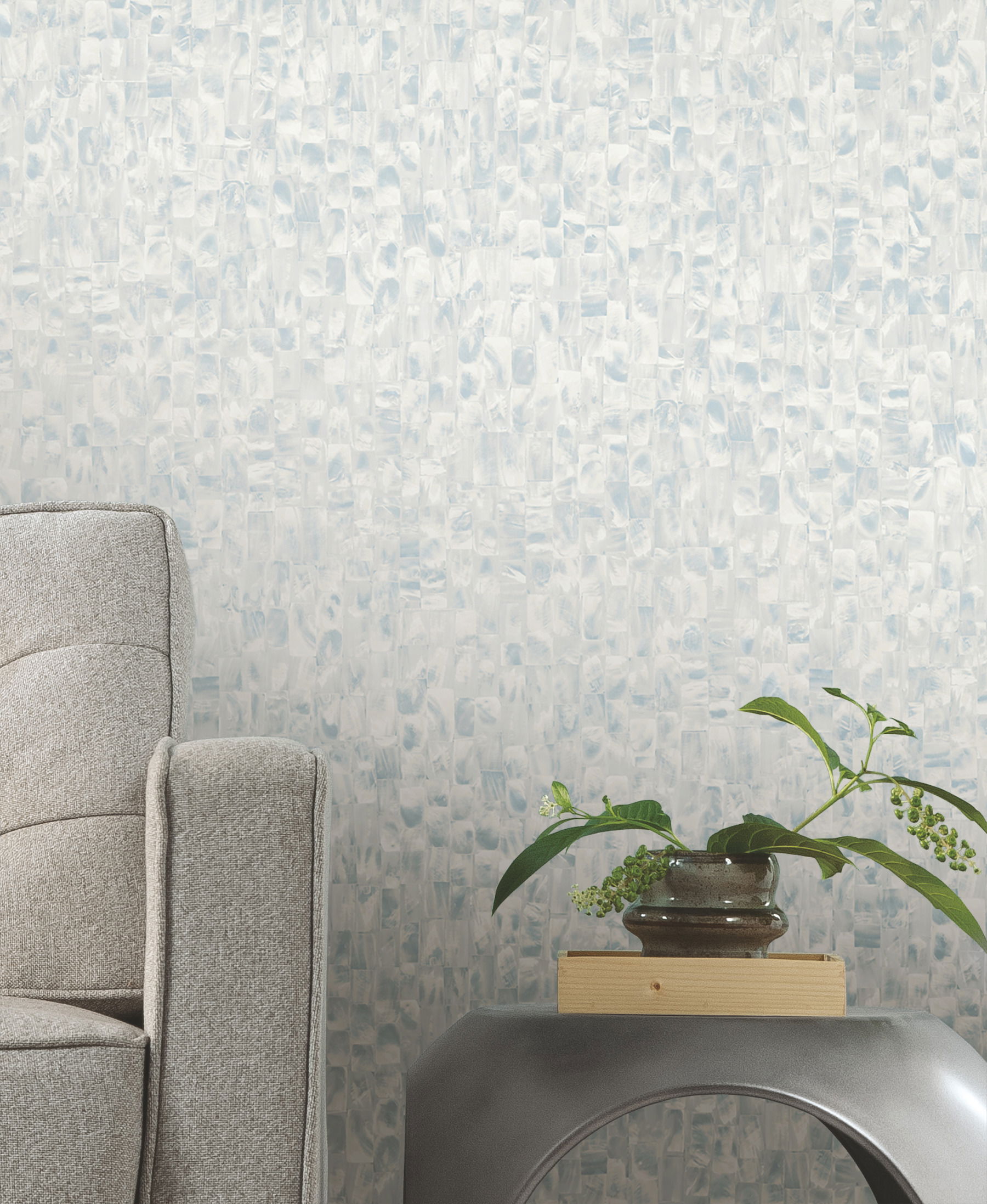 Mother Of Pearl Grey & Blue Peel & Stick Wallpaper, by York Wall, 20' length x 2'3" width x 0.02" depth View 2