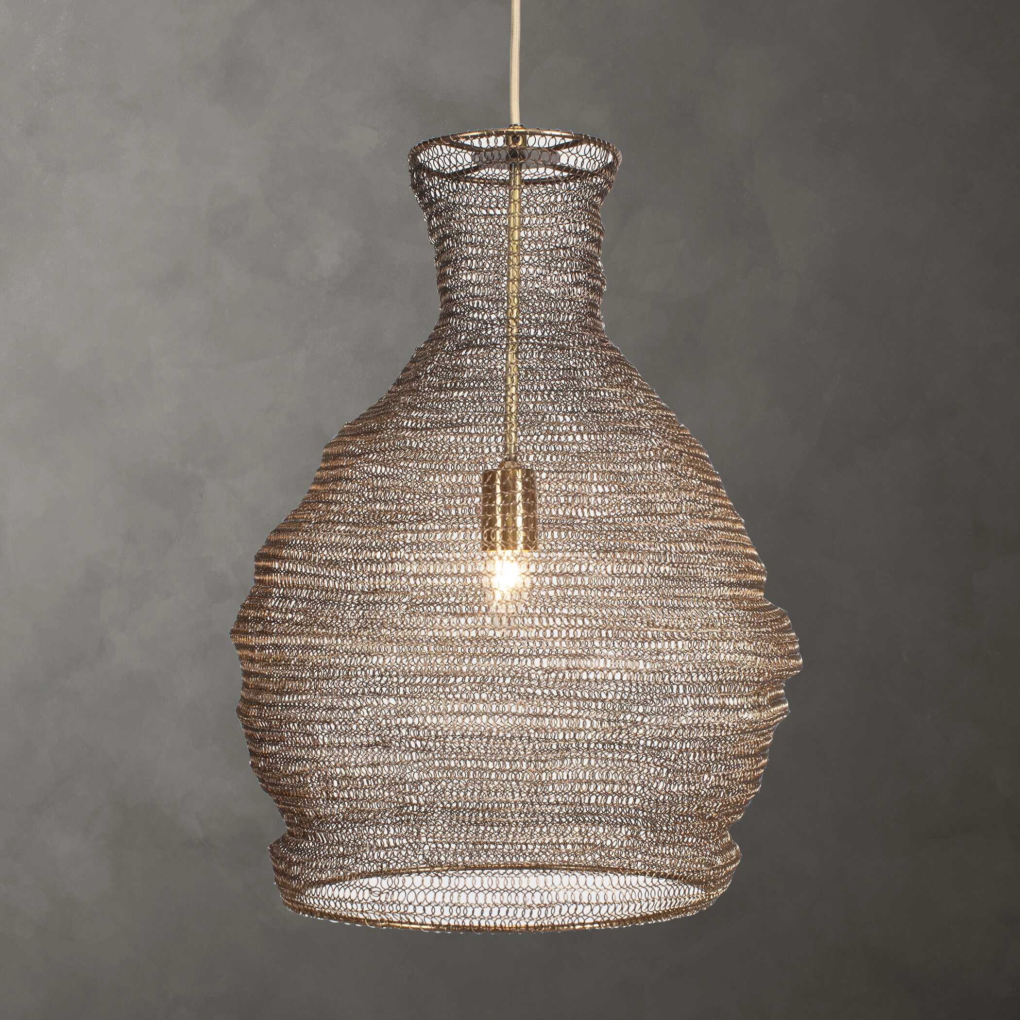 Murmur Woven Brass 1 Light Pendant, Ceiling Light by Uttermost, 15" width x 21.6" height x 15" diameter x 15" depth View 2