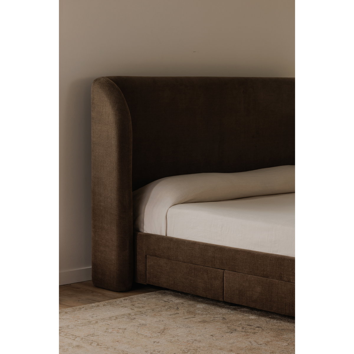 Sophia Queen Storage Bed Brown, by Moe's Home, 6'4" width x 4'7" height x 7'7" depth View 14