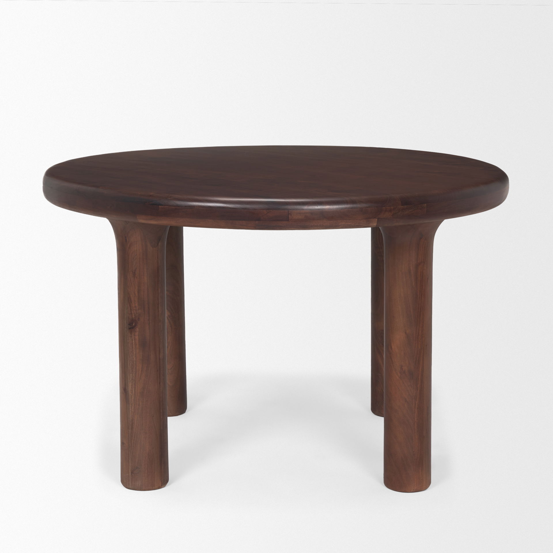 Soma 48' Red Brown Acacia Wood Round Dining Table, by Mercana, 48" length x 48" width x 30" height View 5