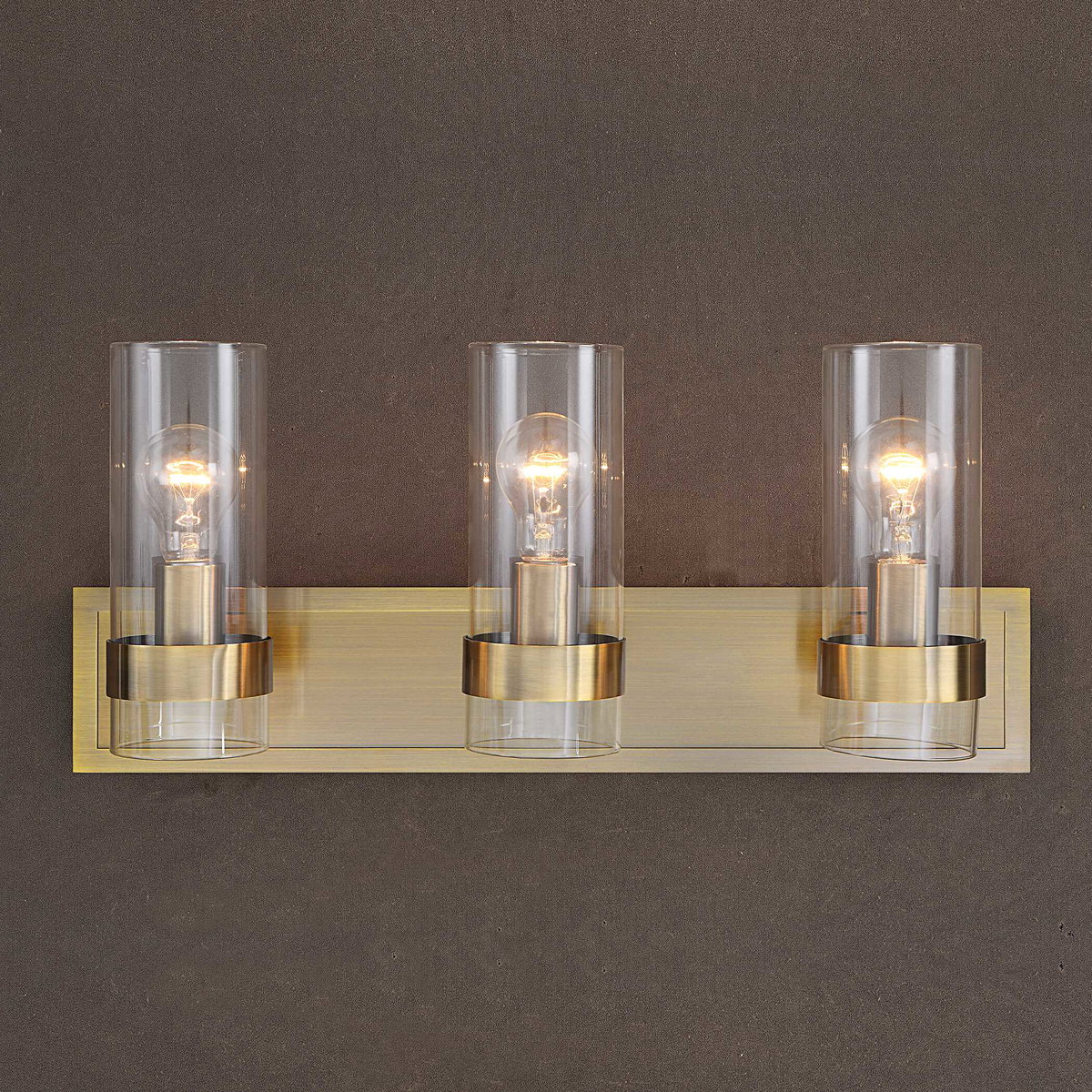 Cardiff Antique Brass 3 Light Vanity, Sconce by Uttermost, 23" width x 10.12" height x 5.75" depth View 2