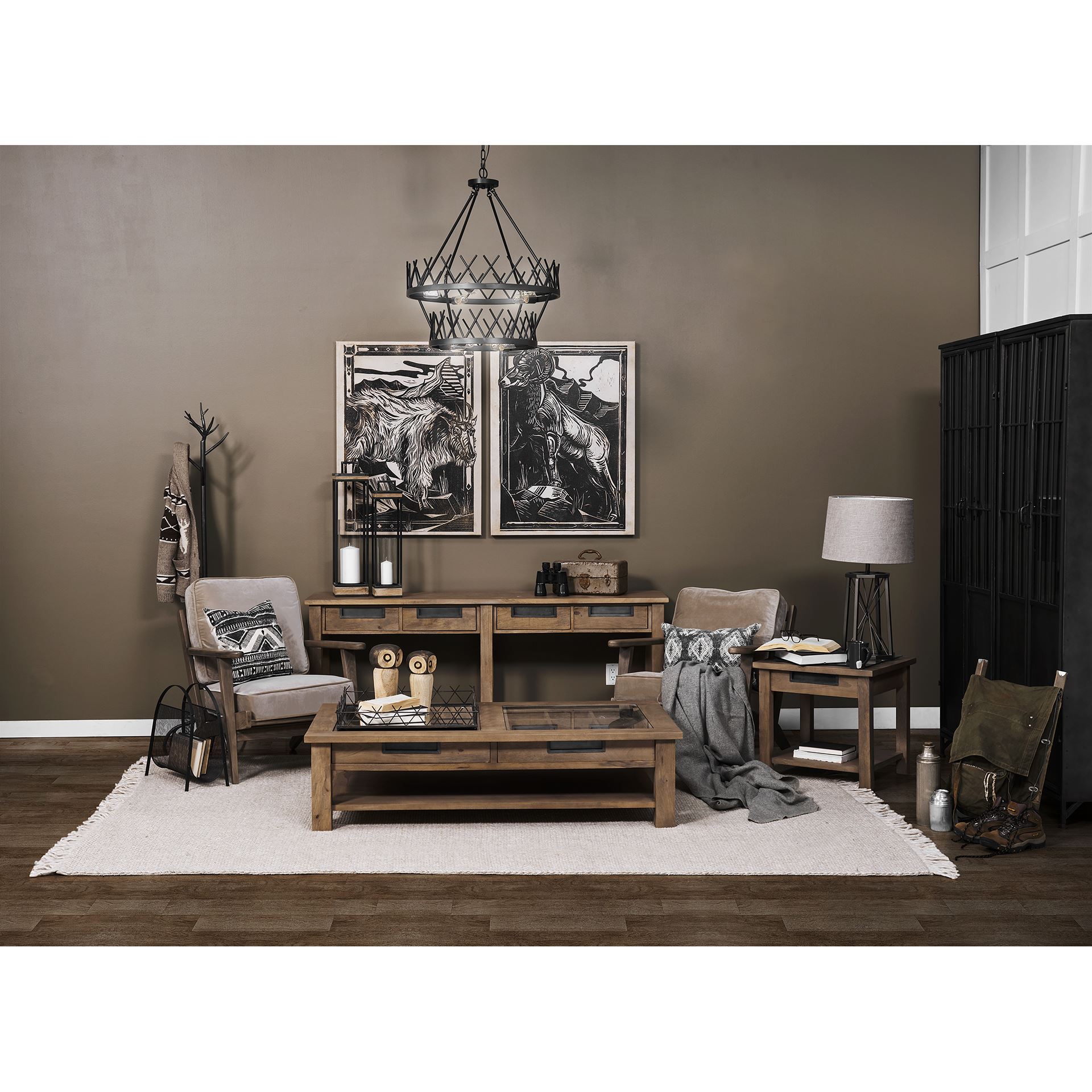 Raen (28.5'H) Gray Metal Octagonal Base with Beige Shade Table Lamp, by Mercana, 16" length x 16" width x 28.5" height View 3