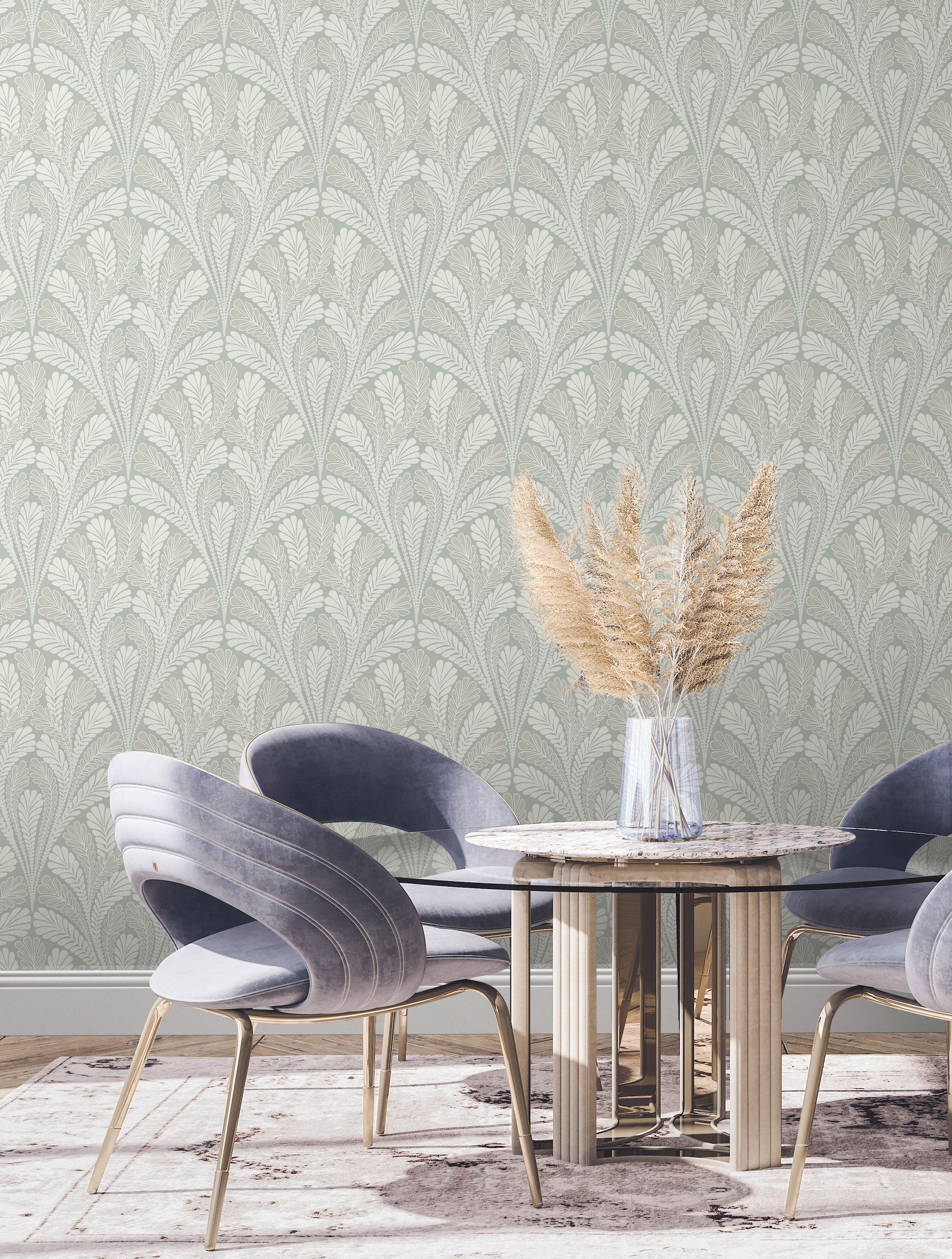 Shell Damask Green Wallpaper Shell Damask Green Wallpaper large image